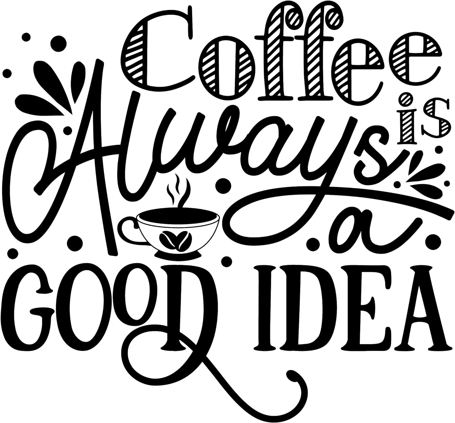 Inspirational Quote "Coffee is Always A Good Idea" Motivational Sticker Vinyl Decal Motivation Stickers- 5" Vinyl Sticker Waterproof