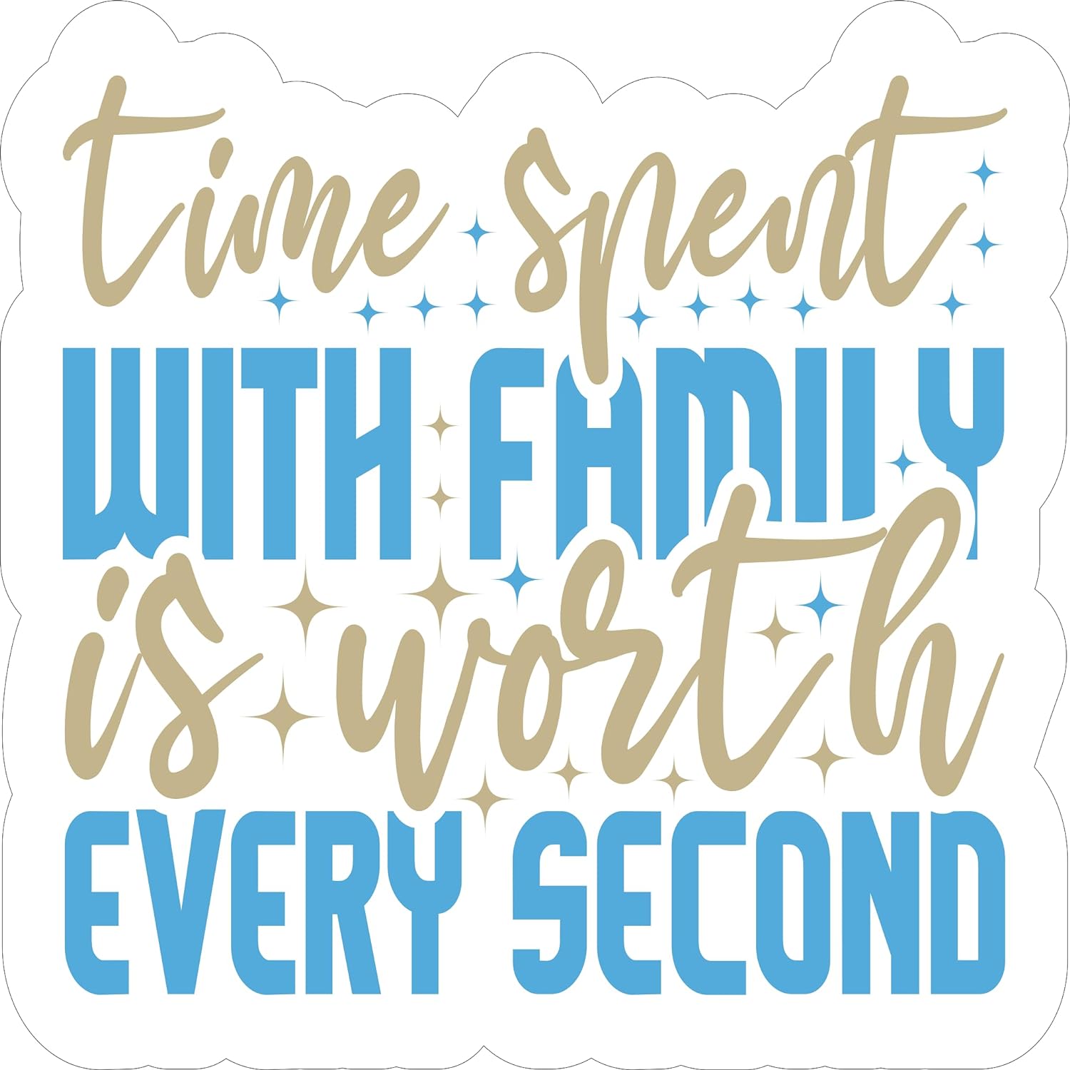 Inspirational Quote "Time Spent with Family is Worth Every Second, Unique Sticker" Motivational Sticker Vinyl Decal Motivation Stickers- 5" Vinyl Sticker Waterproof
