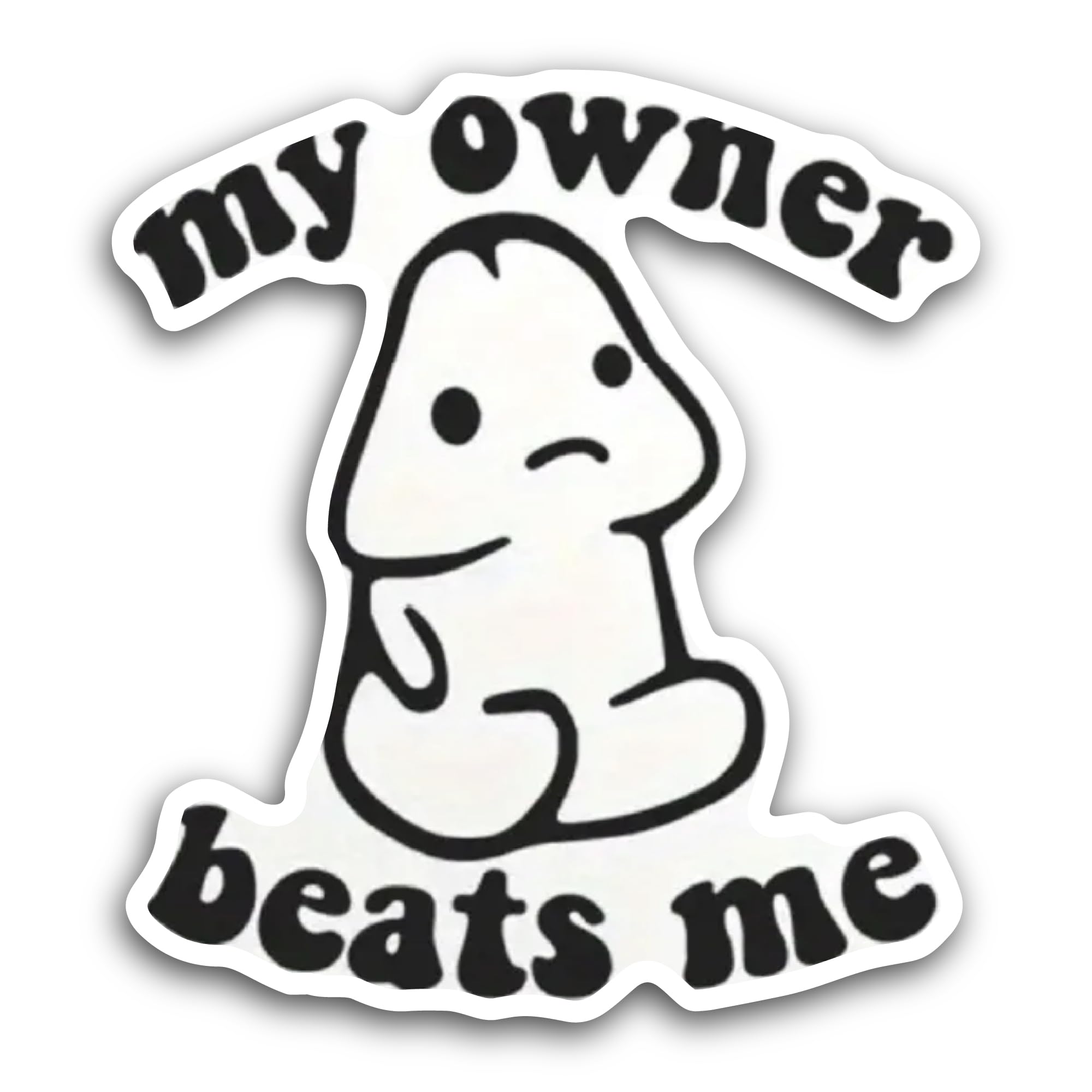 2 (Pieces) 3" and 5" My Owner Beats Me Sticker, Waterproof Vinyl Decals for Many Purpose Like Cars,