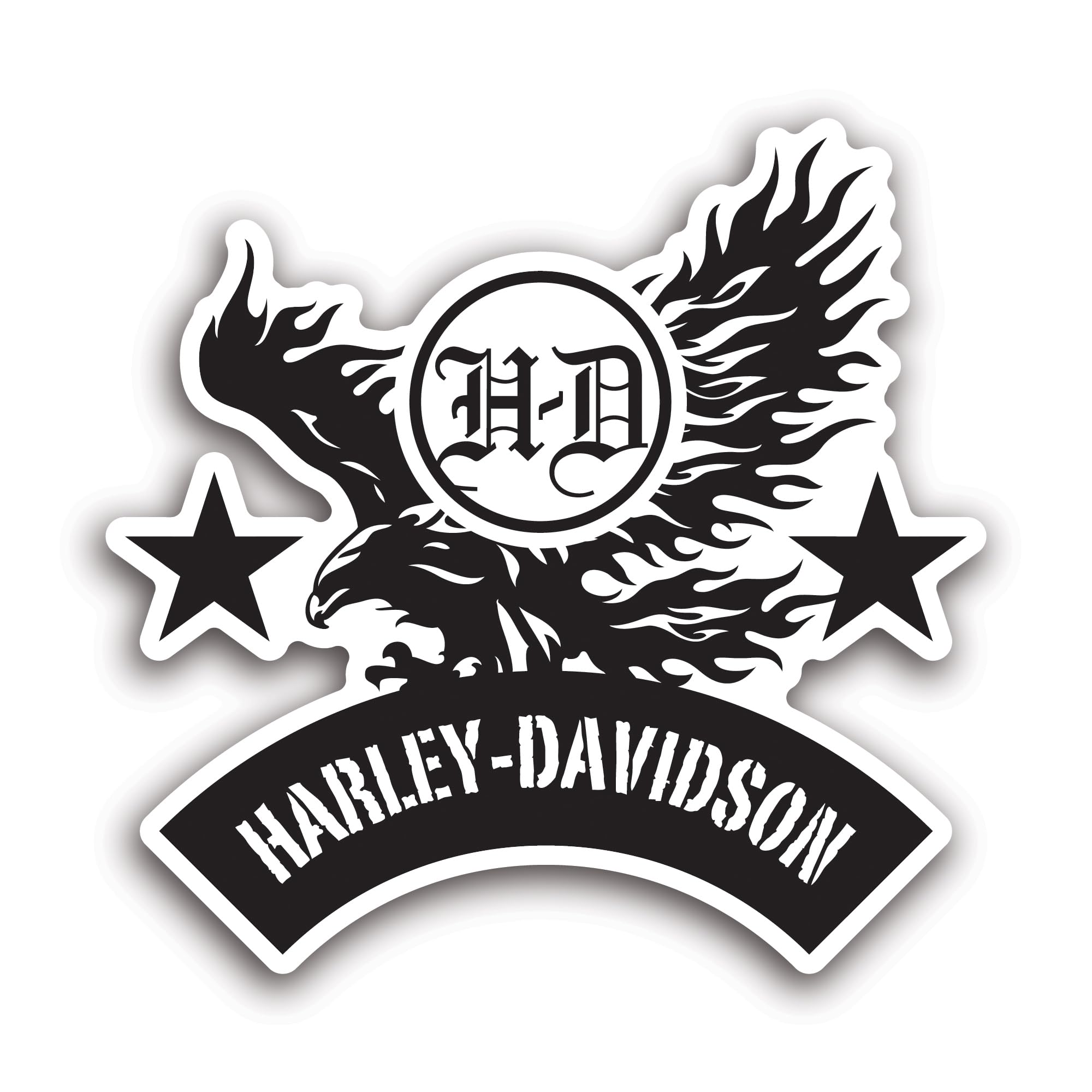 2 (Pieces) 3" and 5" H A R LE Y D A V I D S O N Text with Eagle Sticker, Waterproof Vinyl Decals for