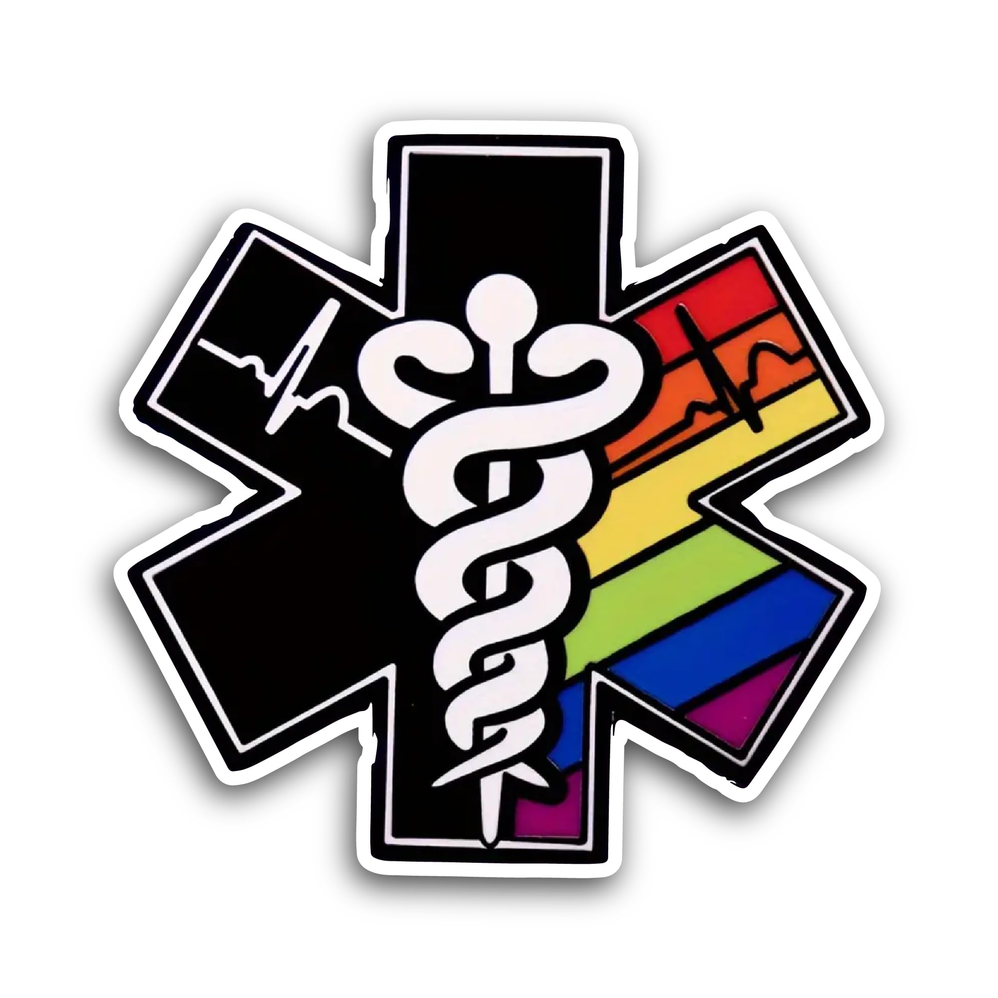 2 (Pieces) 3" and 5" Emergency Medical Services Symbol Sticker, Waterproof Vinyl Decals for Many Pur