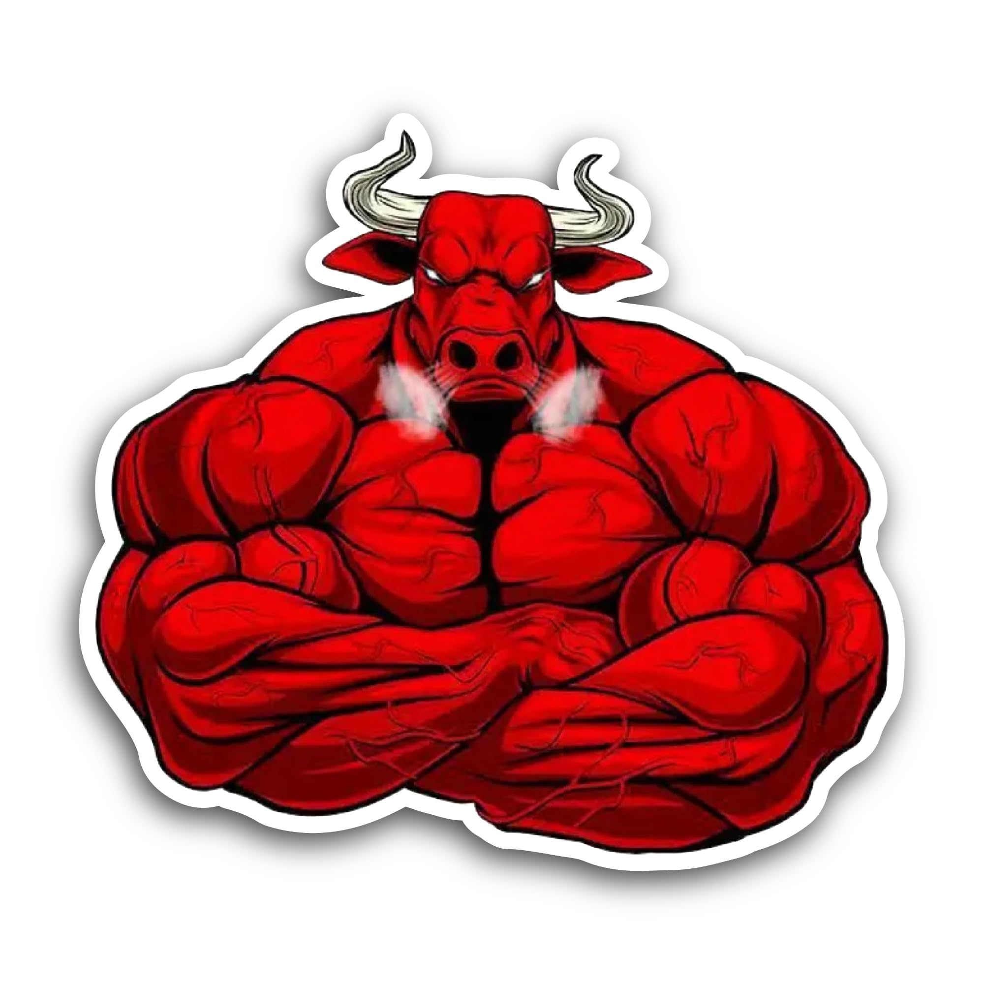 2 (Pieces) 3" and 5" Angry Red Bull Sticker, Waterproof Vinyl Decals for Many Purpose Like Cars, Tru
