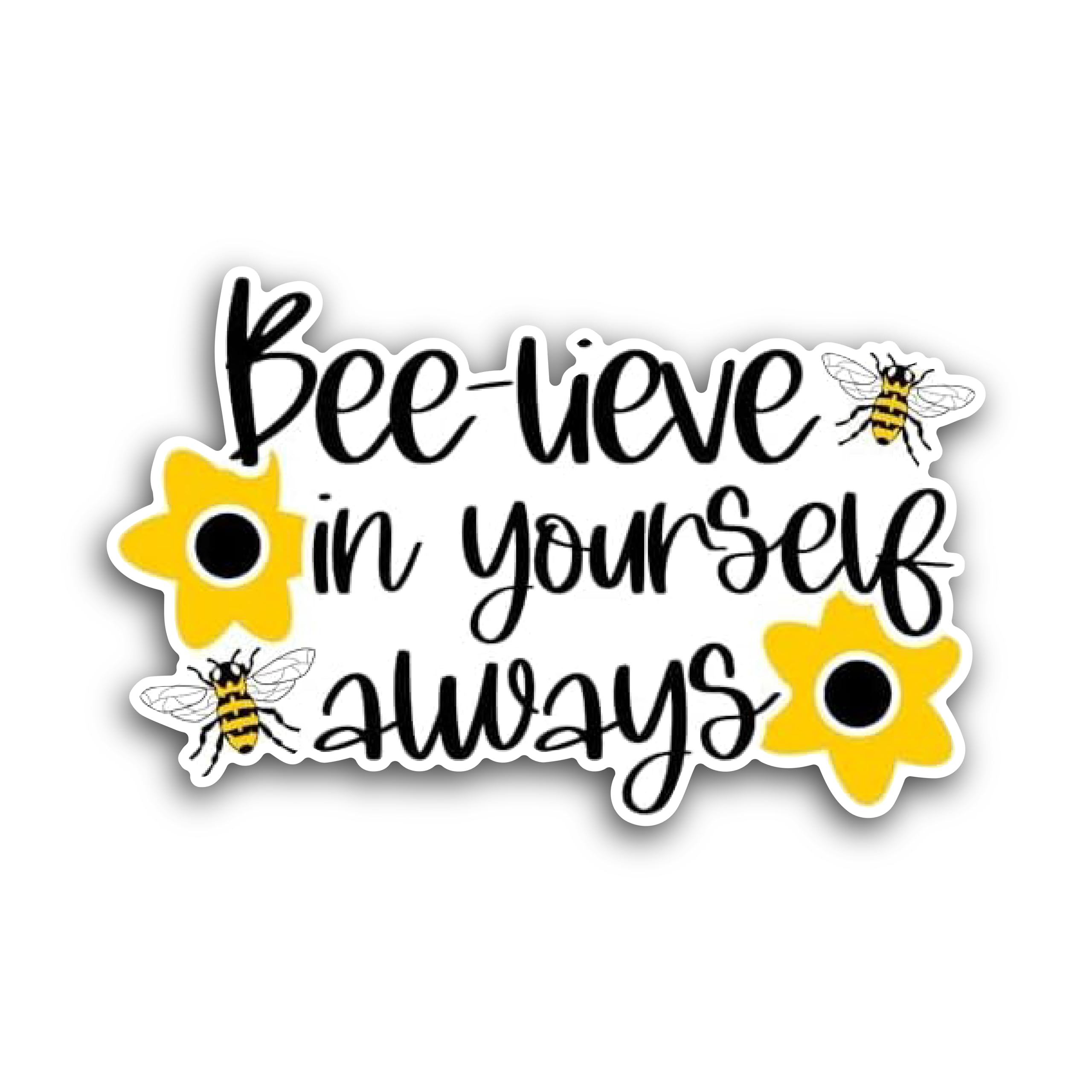 2 (Pieces) 3" and 5" Bee-Lieve in Yourself Always Decal Sticker, Waterproof Vinyl Decals for Many Pu