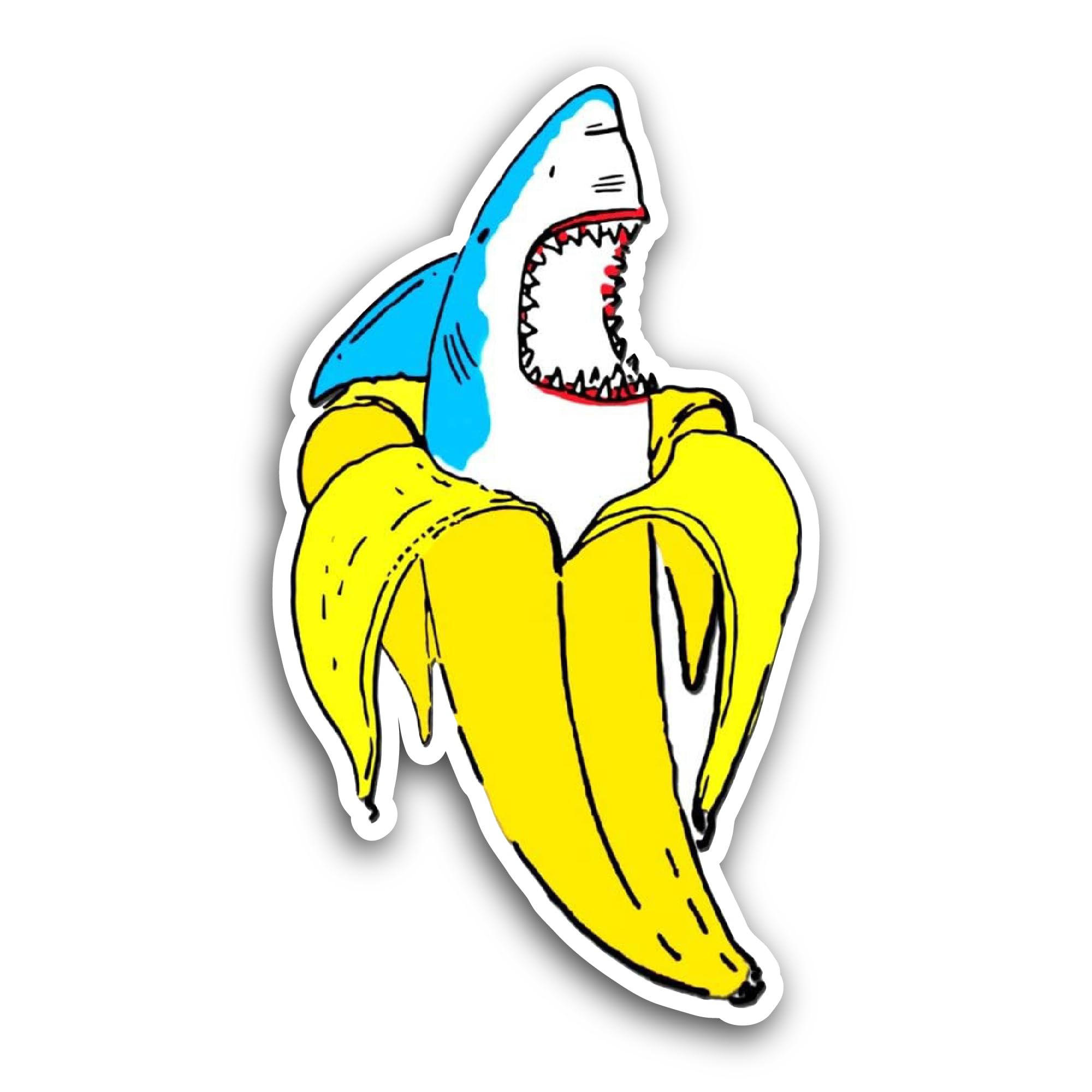 2 (Pieces) 3" and 5" Banana Shark Sticker, Waterproof Vinyl Decals for Many Purpose Like Cars, Truck