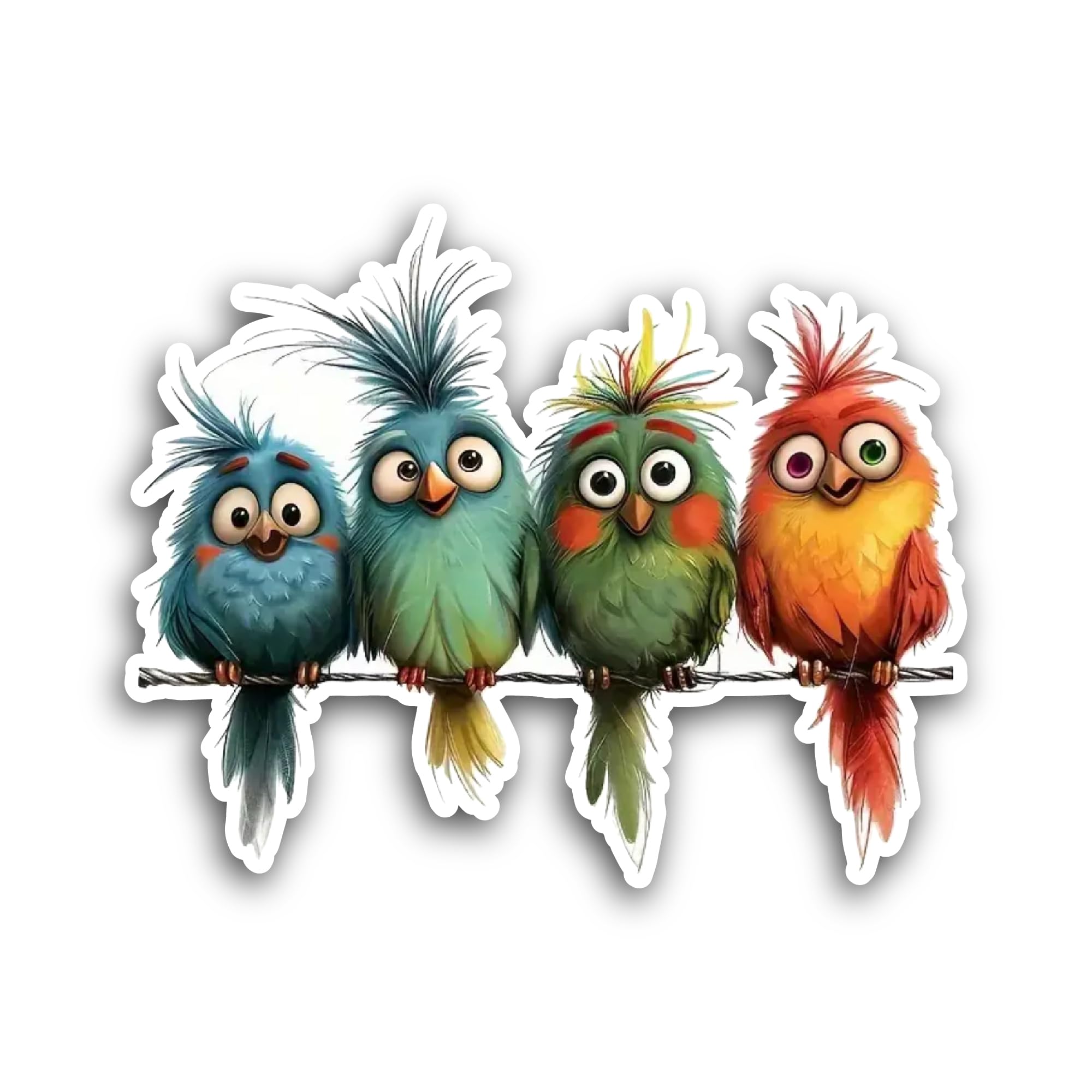 2 (Pieces) 3" and 5" Colorful Birds Sticker, Waterproof Vinyl Decals for Many Purpose Like Cars, Tru