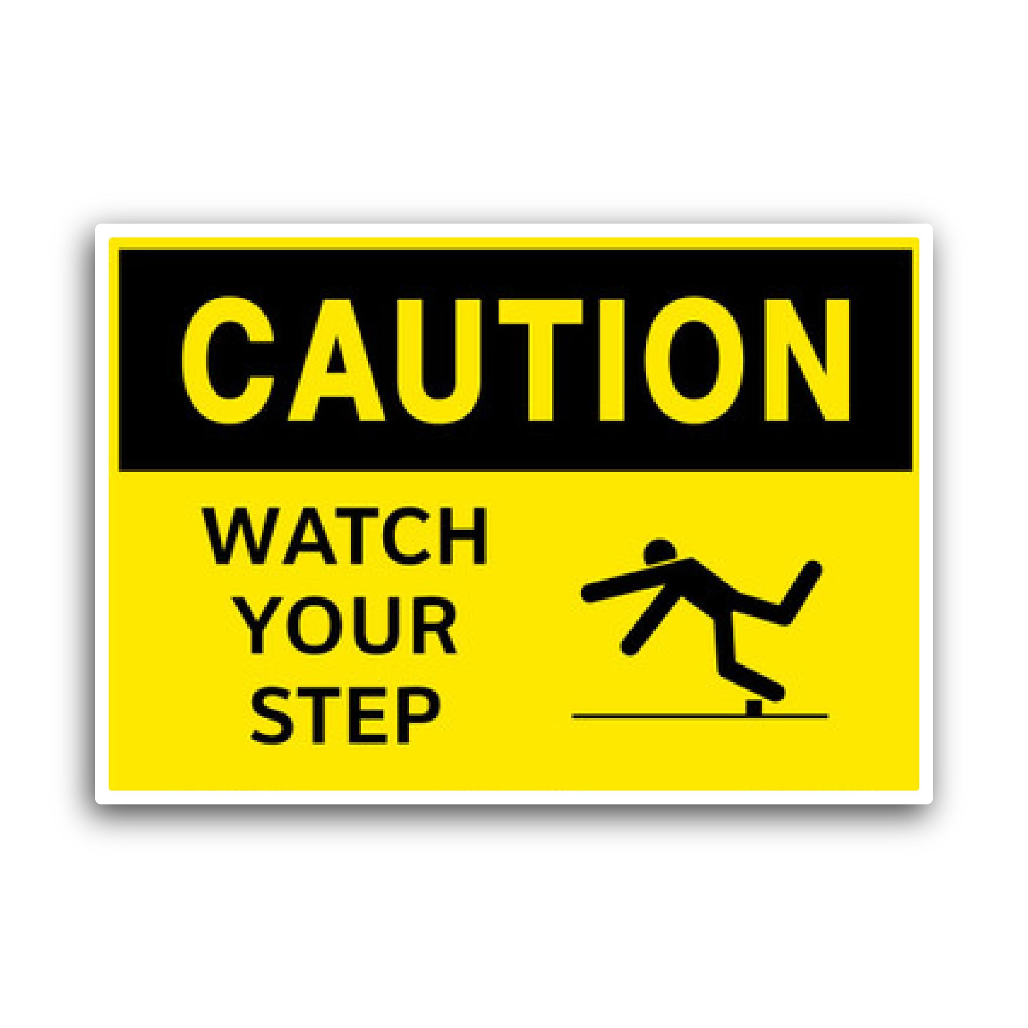 2 (Pieces) 3" and 5" Watch Your Step Sign Sticker, Waterproof Vinyl Decals for Many Purpose Like Car