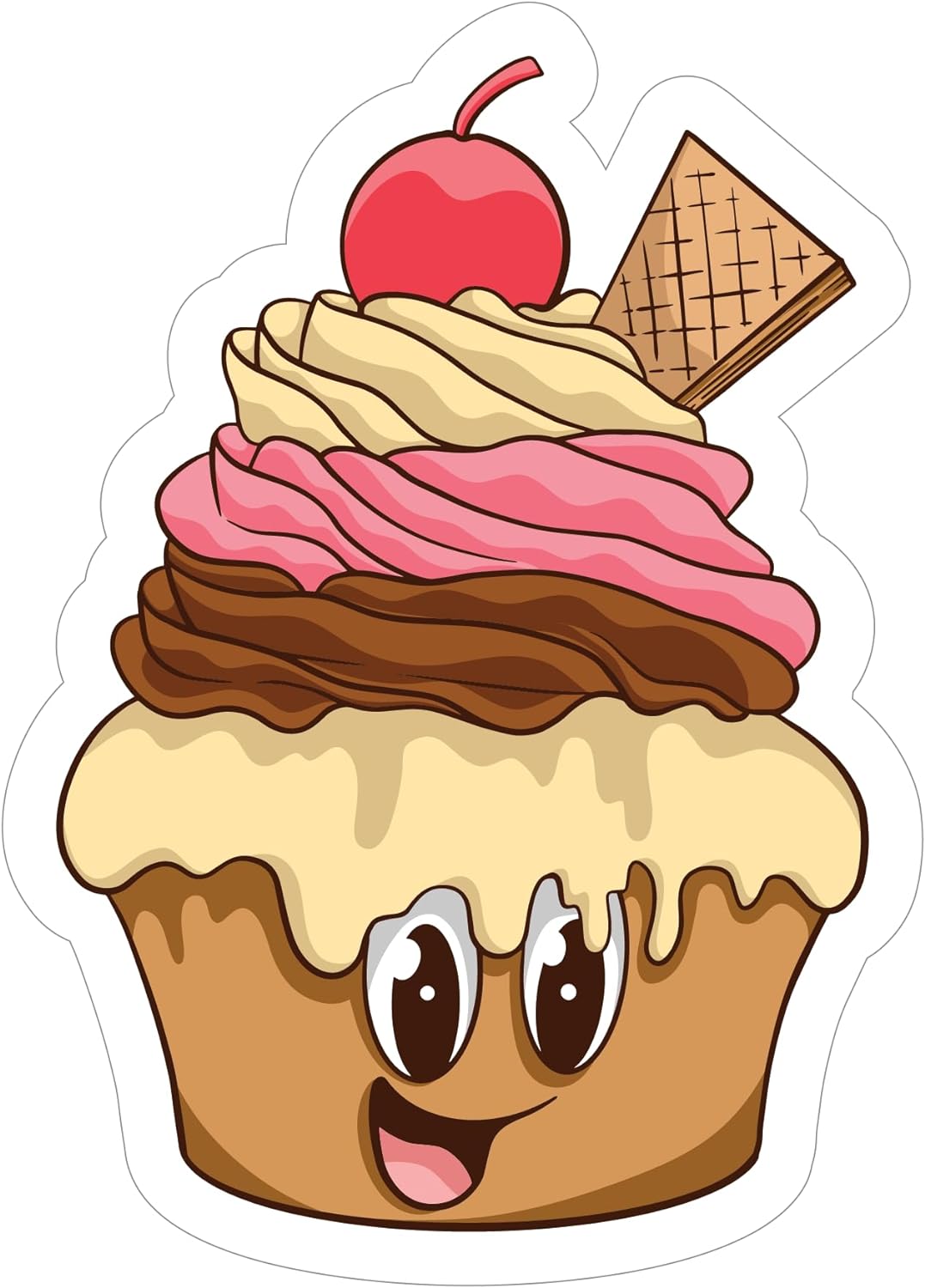 Inspirational Quote Cute Smily Cupcake Motivational Sticker Vinyl Decal Motivation Stickers- 5" Vinyl Sticker Waterproof