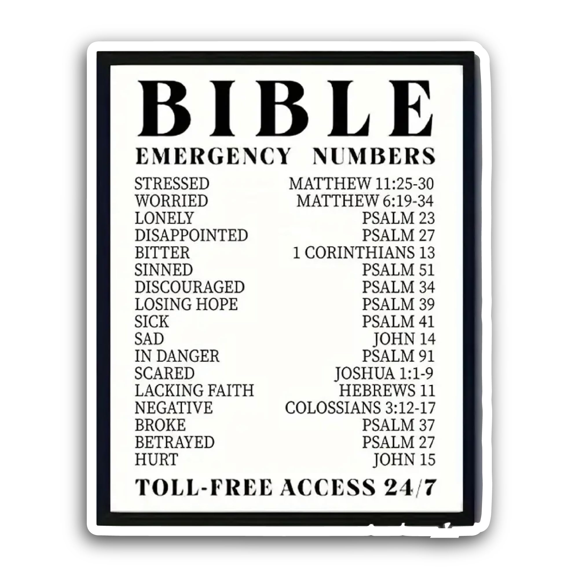 2 (Pieces) 3" and 5" Bible Emergency Numbers Sticker, Waterproof Vinyl Decals for Many Purpose Like