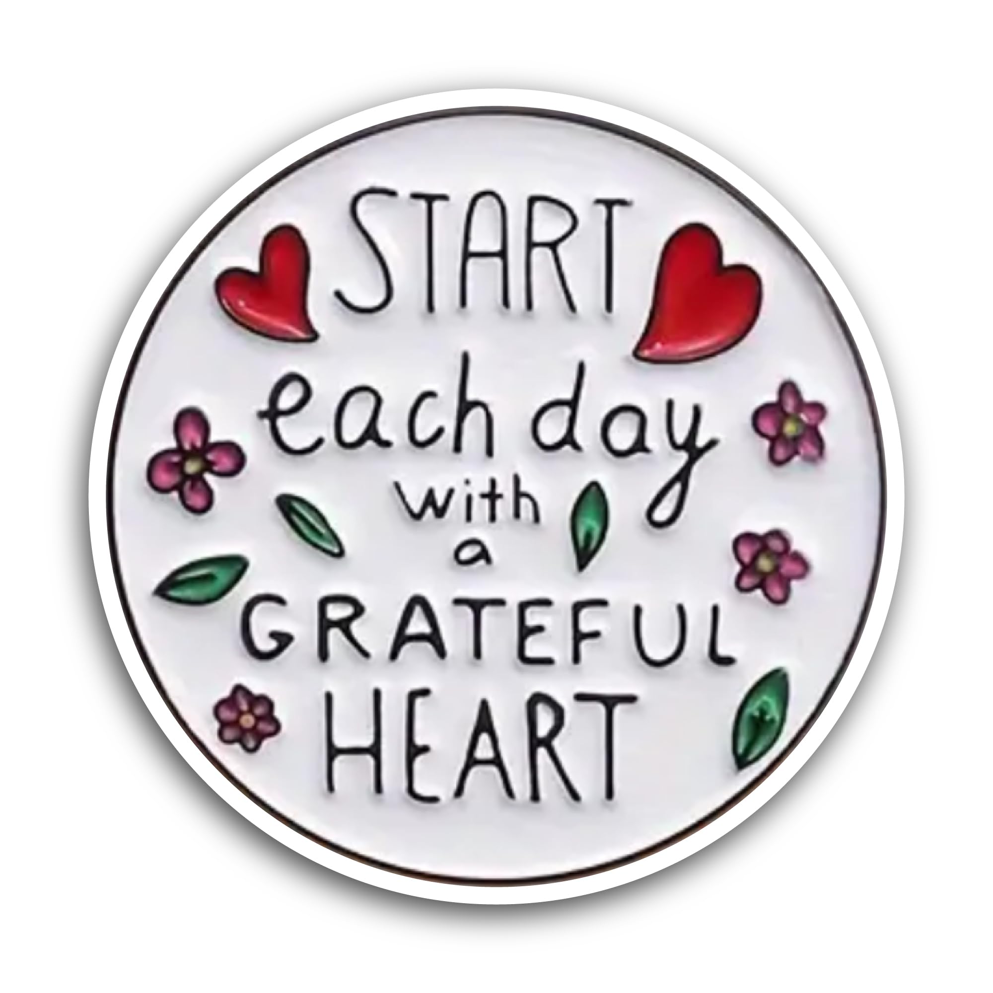 2 (Pieces) 3" and 5" Start Each Day with a Grateful Heart Sticker, Waterproof Vinyl Decals for Many