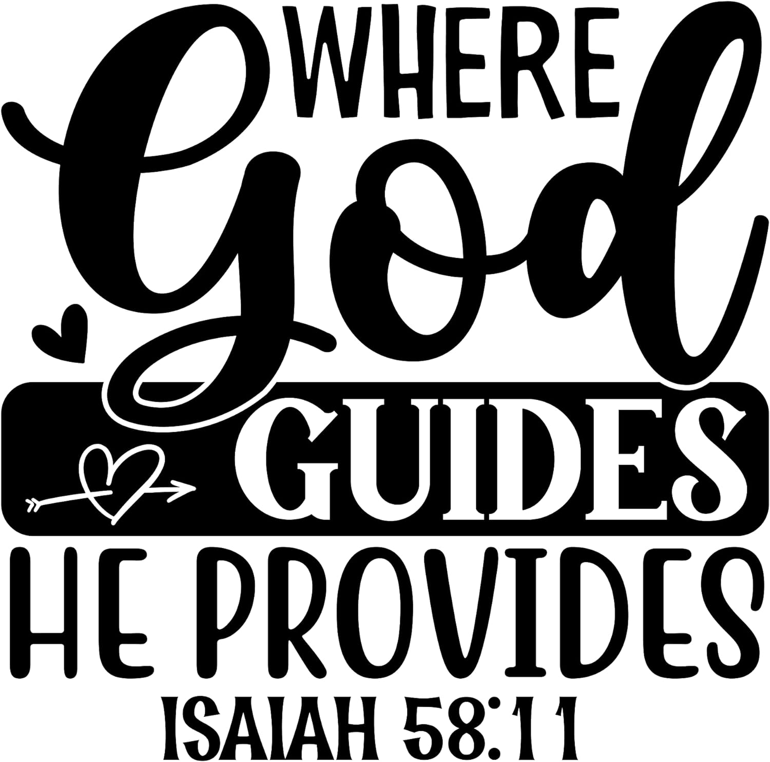Inspirational Quote "Where God Guides He Provides ISAIAH 58 : 11" Motivational Sticker Vinyl Decal Motivation Stickers- 5" Vinyl Sticker Waterproof