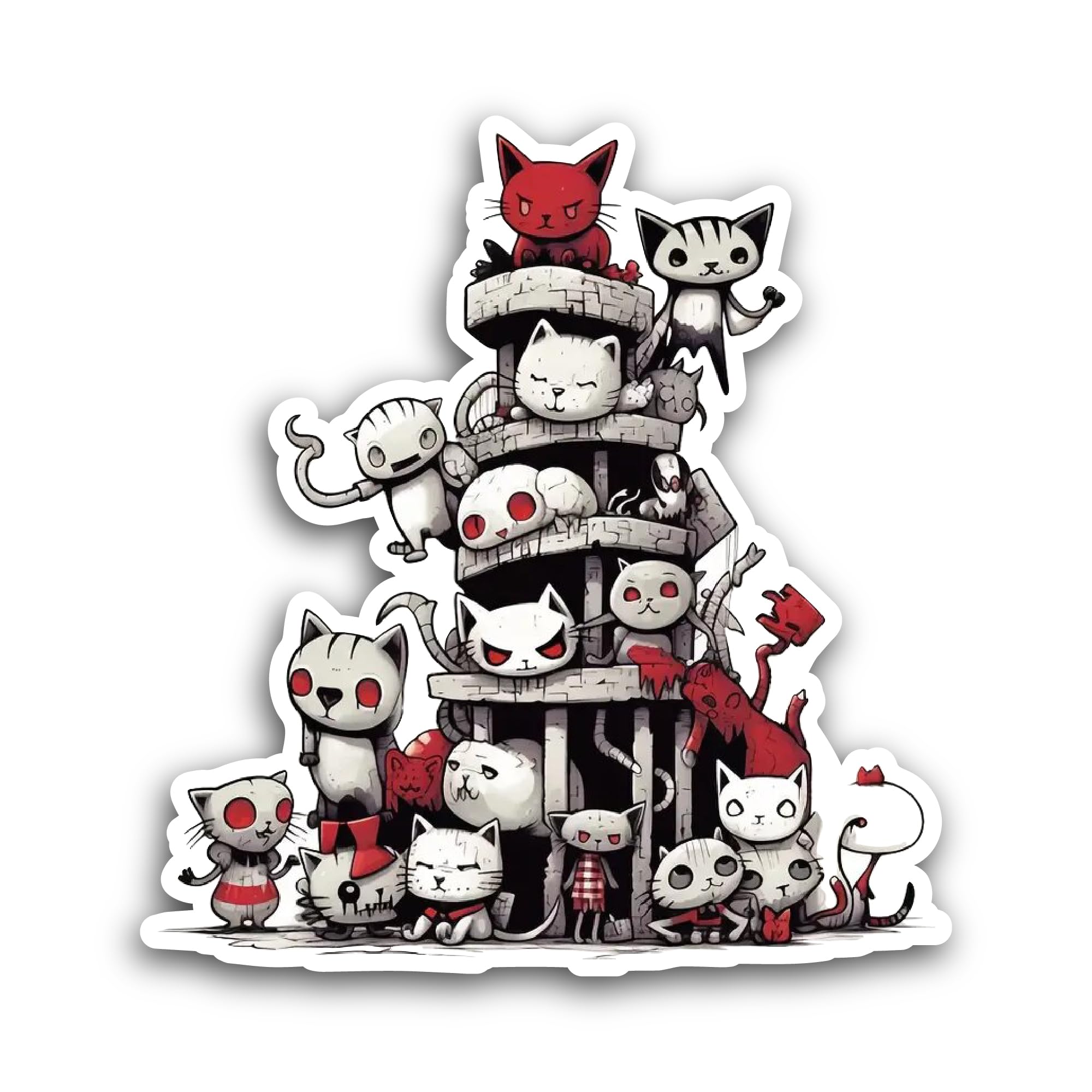 2 (Pieces) 3" and 5" Cats with Red Eyes Sticker, Waterproof Vinyl Decals for Many Purpose Like Cars,
