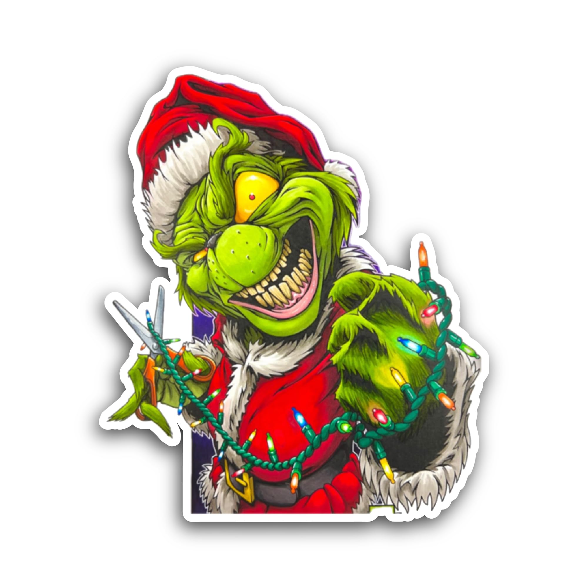 2 (Pieces) 3" and 5" Green Grinch Sticker, Waterproof Vinyl Decals for Many Purpose Like Cars, Truck