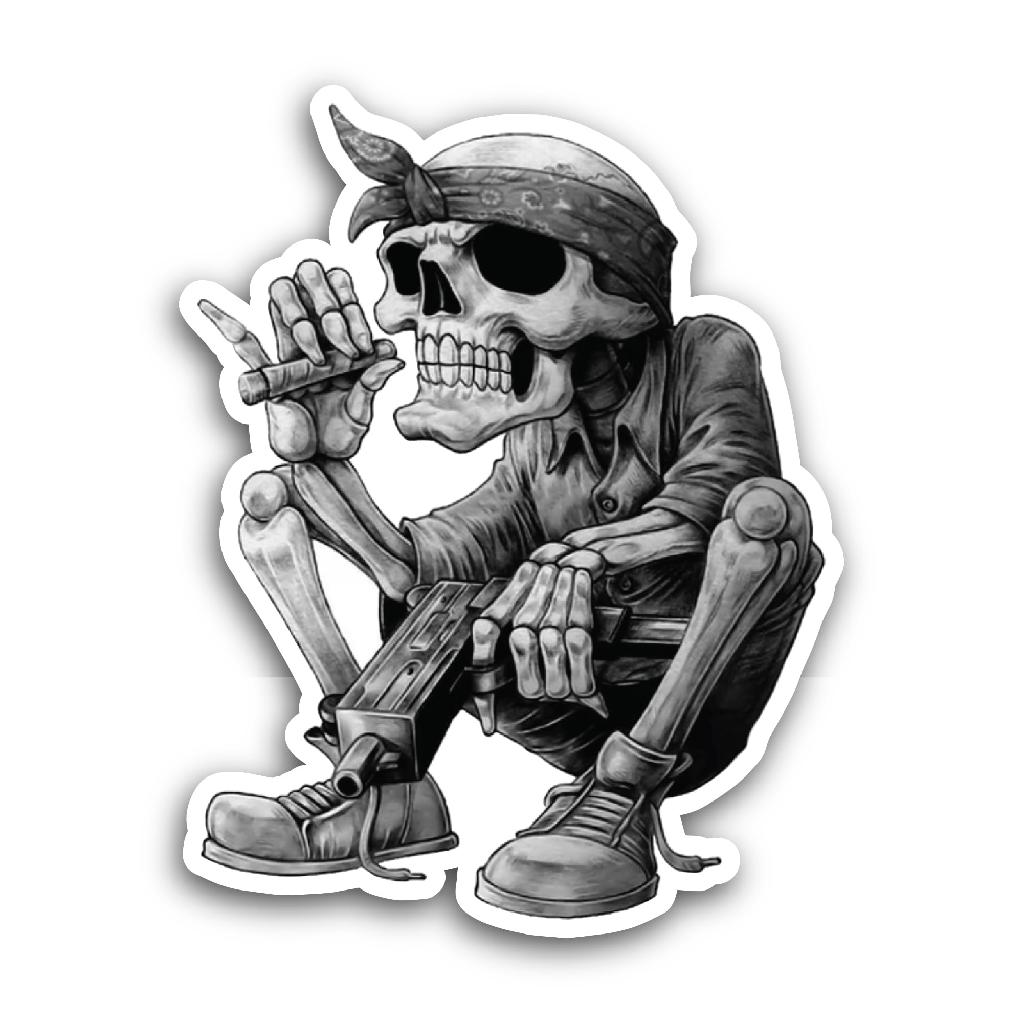 2 (Pieces) 3" and 5" Smoking Skeleton Sticker, Waterproof Vinyl Decals for Many Purpose Like Cars, T