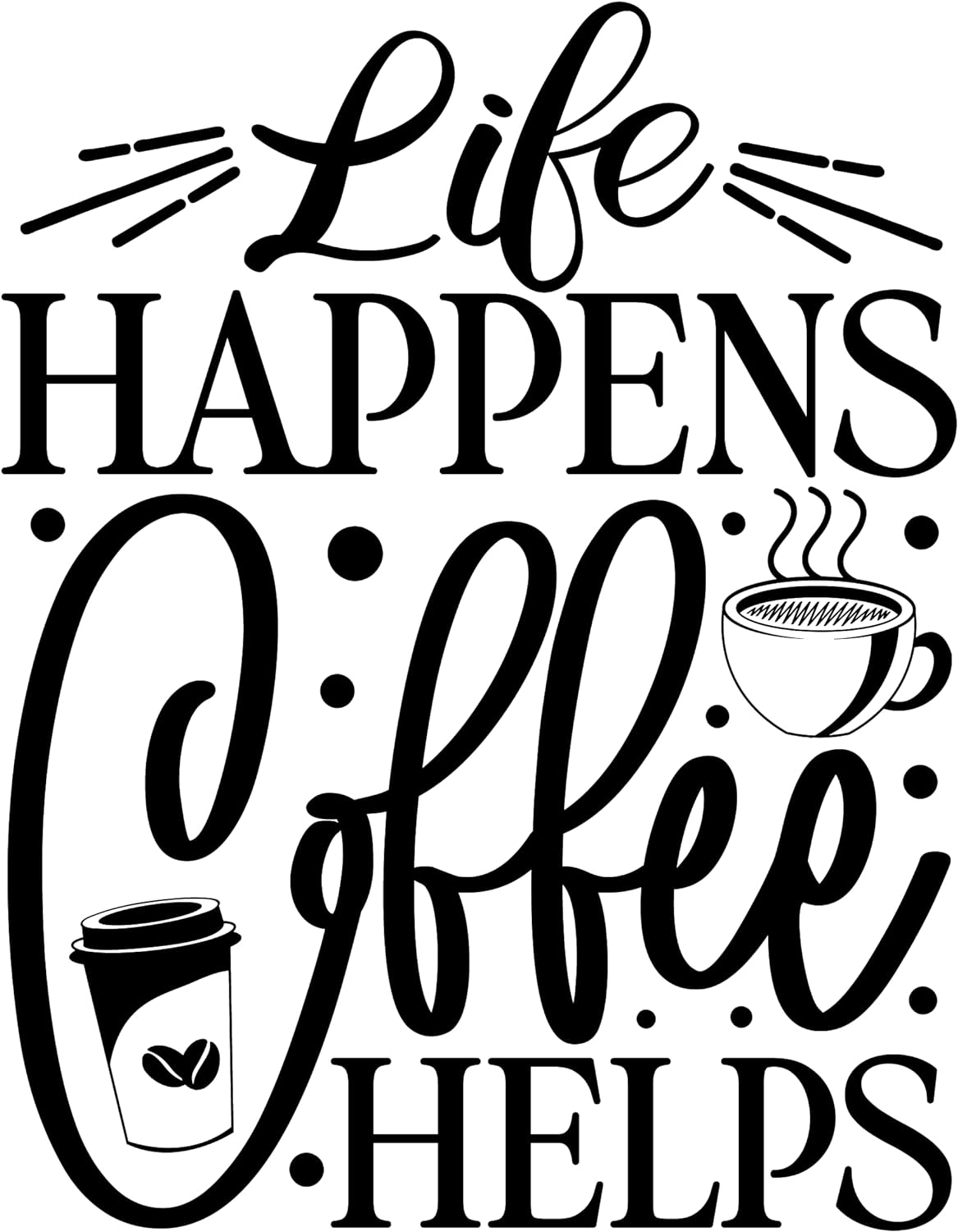 Inspirational Quote "Life is Better with Coffee and Friends" Motivational Sticker Vinyl Decal Motivation Stickers- 5" Vinyl Sticker Waterproof