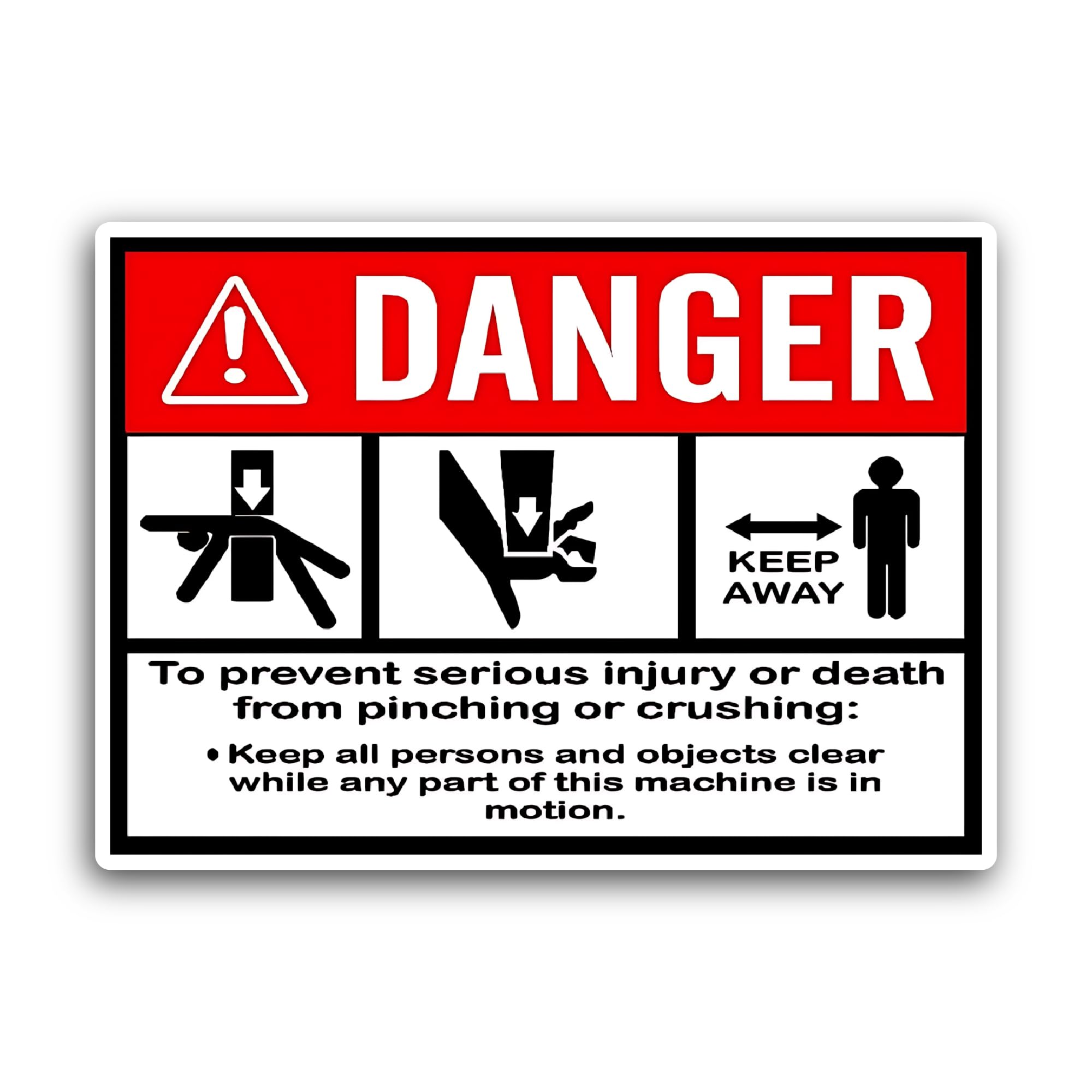 2 (Pieces) 3" and 5" Danger Crush Pinch Point Warning Sticker, Waterproof Vinyl Decals for Many Purp