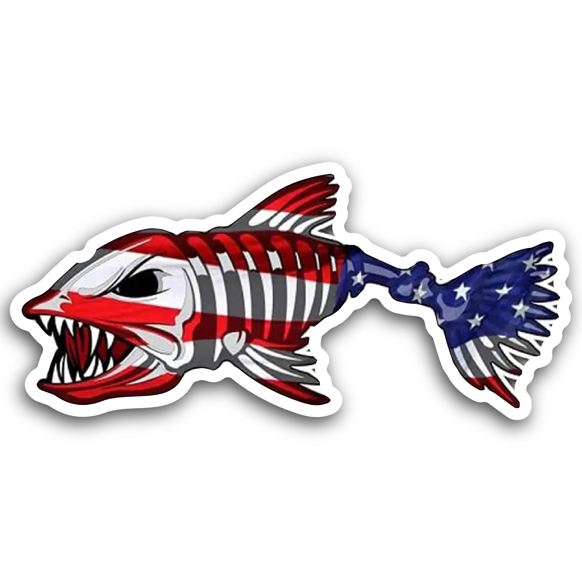 2 (Pieces) 3" and 5" Shark Fish in American Flag Decal Sticker, Waterproof Vinyl Decals for Many Pur