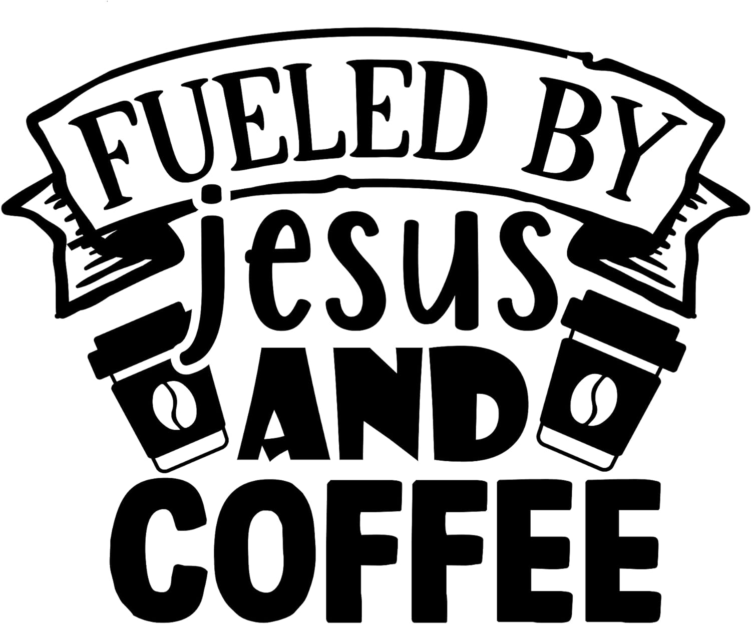 Inspirational Quote "Fueled by Jesus and Coffee" Motivational Sticker Vinyl Decal Motivation Stickers- 5" Vinyl Sticker Waterproof