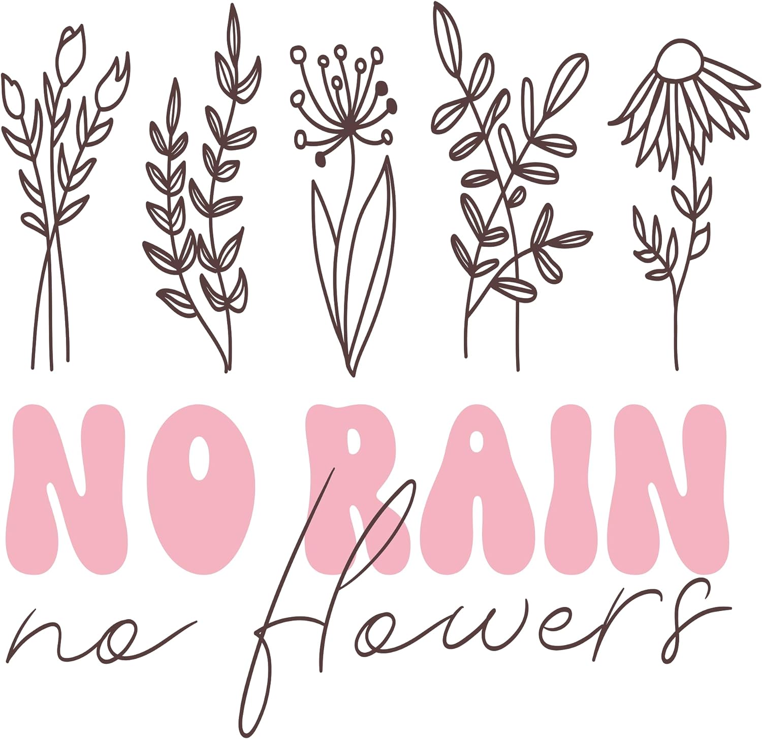 Inspirational Quote "No Rain No Howers" Motivational Sticker Vinyl Decal Motivation Stickers- 5" Vinyl Sticker Waterproof