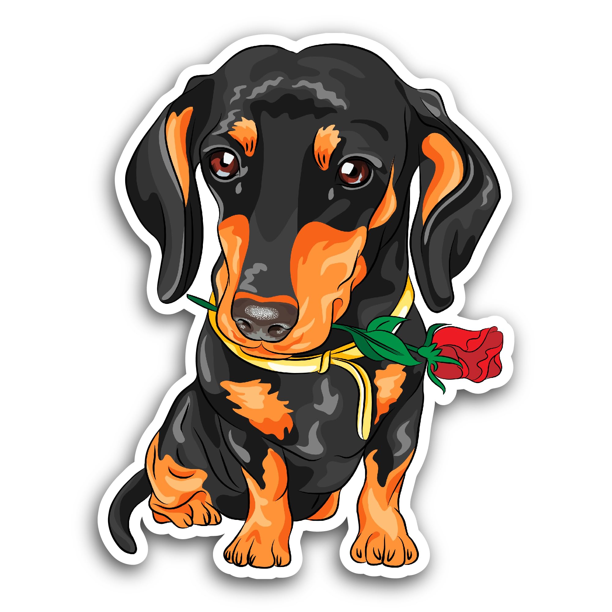 2 (Pieces) 3" and 5" Dachshund Puppy Sticker, Waterproof Vinyl Decals for Many Purpose Like Cars, Tr