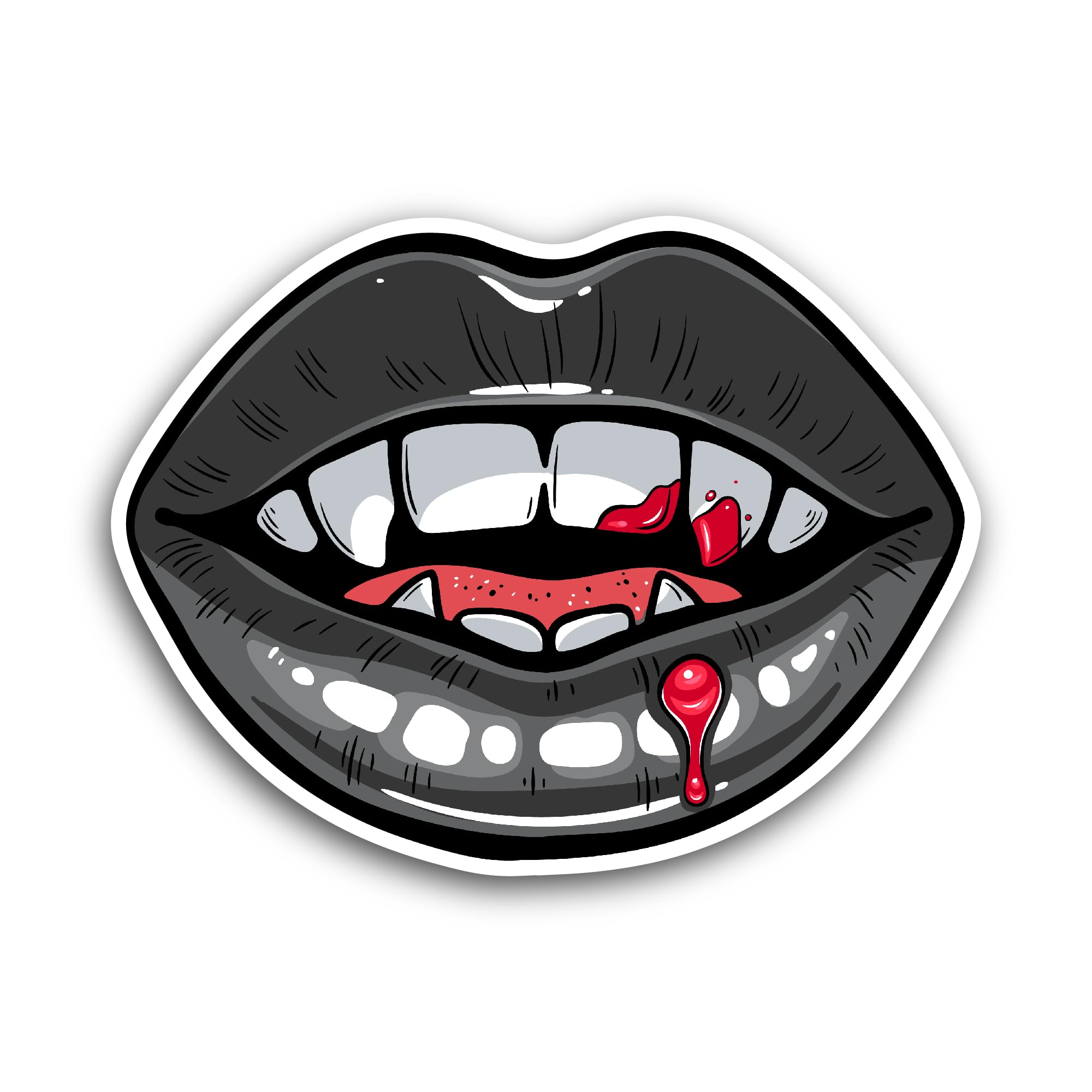 2 (Pieces) 3" and 5" Vampire Lips Sticker, Waterproof Vinyl Decals for Many Purpose Like Cars, Truck