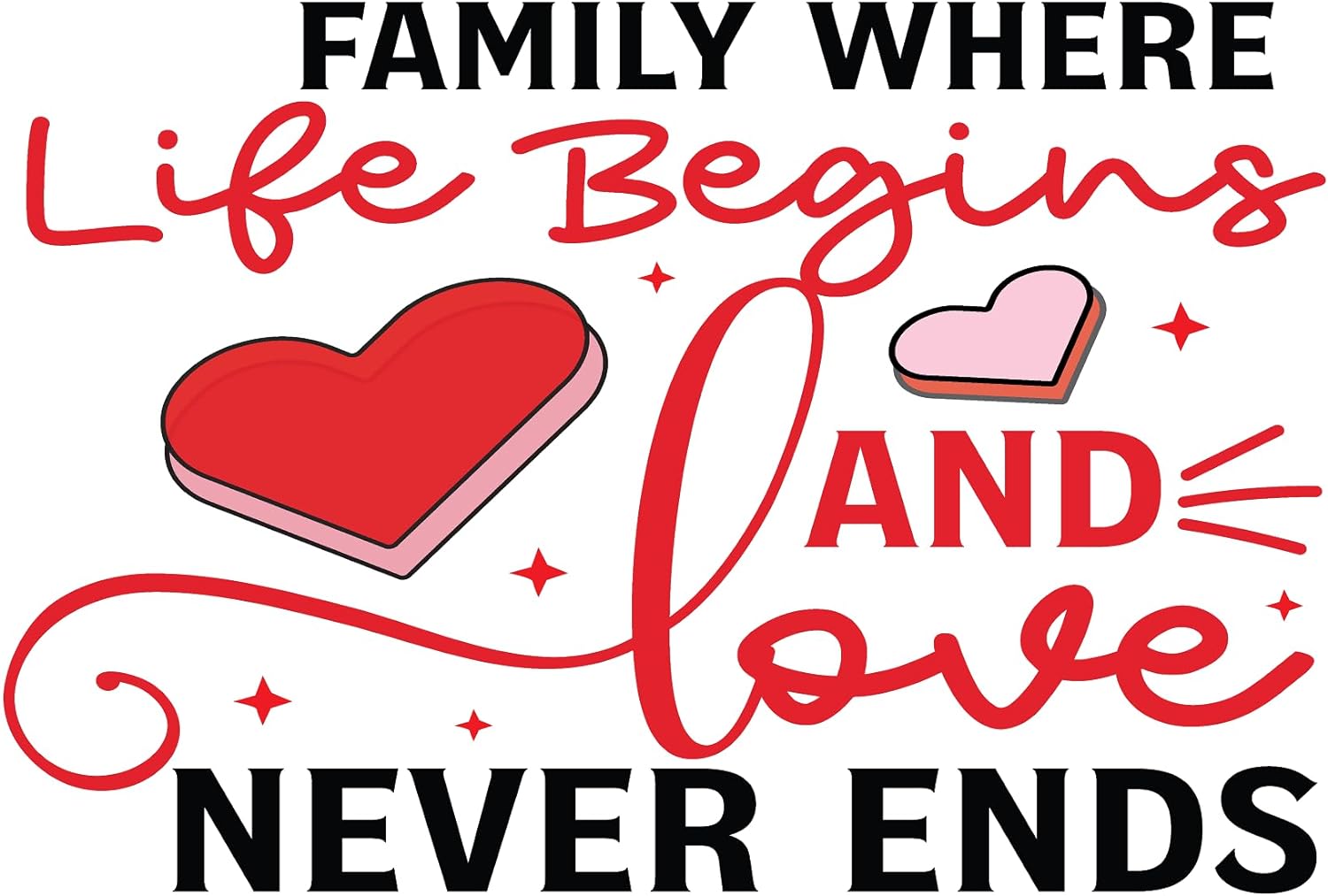 Inspirational Quote Family Where Life Begins and Love Never Ends Motivational Sticker Vinyl Decal Motivation Stickers- 5" Vinyl Sticker Waterproof