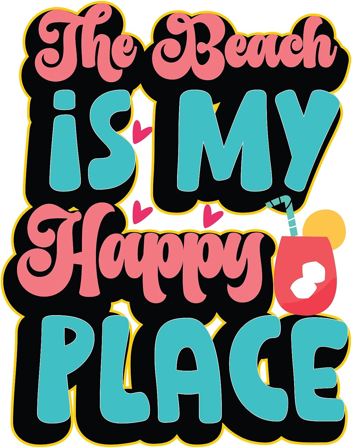 Inspirational Quote "The Beach is My Happy Place" Motivational Sticker Vinyl Decal Motivation Stickers- 5" Vinyl Sticker Waterproof