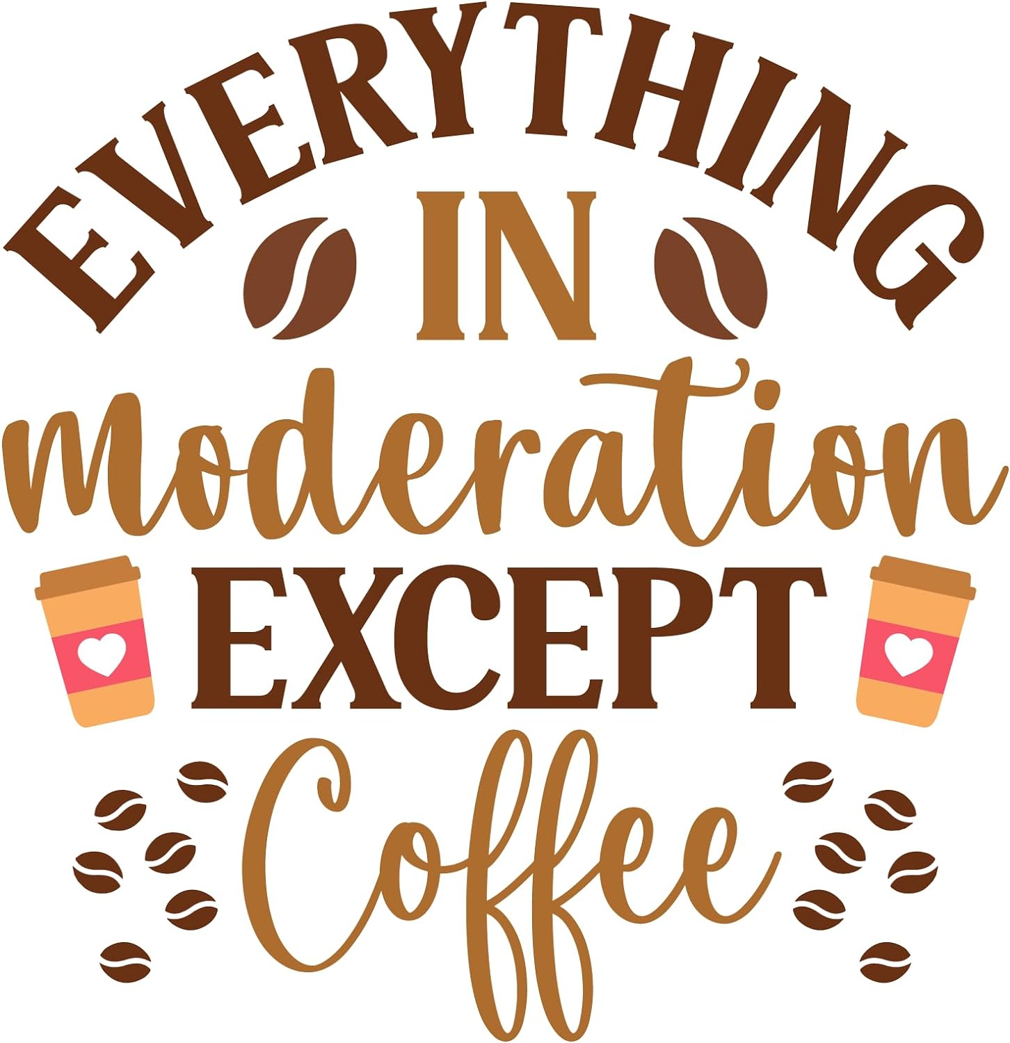 Inspirational Quote "Everything in Moderation Except Coffee" Motivational Sticker Vinyl Decal Motivation Stickers- 5" Vinyl Sticker Waterproof