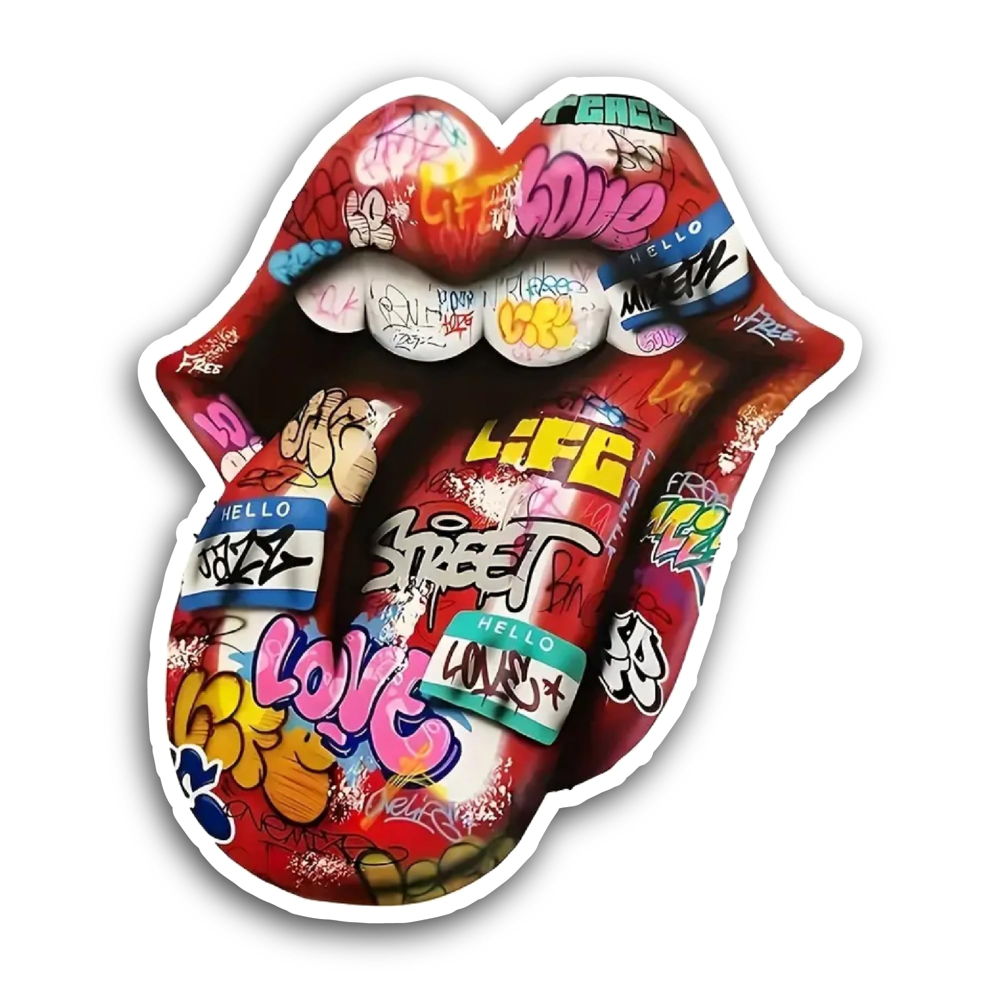 2 (Pieces) 3" and 5" Graffiti Tongue Sticker, Waterproof Vinyl Decals for Many Purpose Like Cars, Tr
