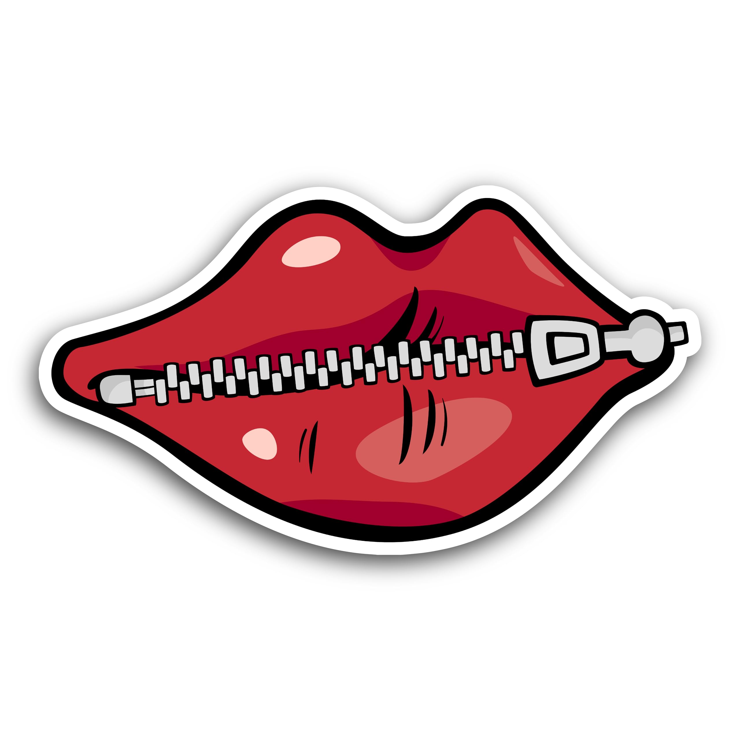 2 (Pieces) 3" and 5" Lips with Zip Decal Sticker, Waterproof Vinyl Decals for Many Purpose Like Cars