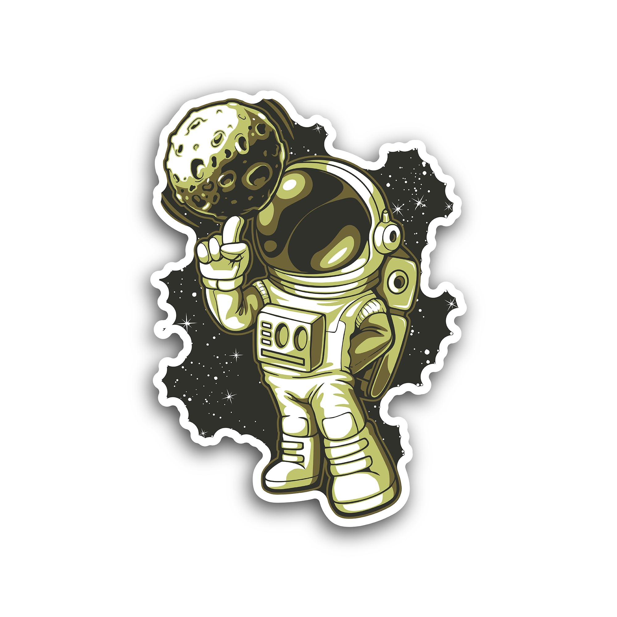 2 (Pieces) 3" and 5" Astronaut Spinning The Planet Sticker, Waterproof Vinyl Decals for Many Purpose