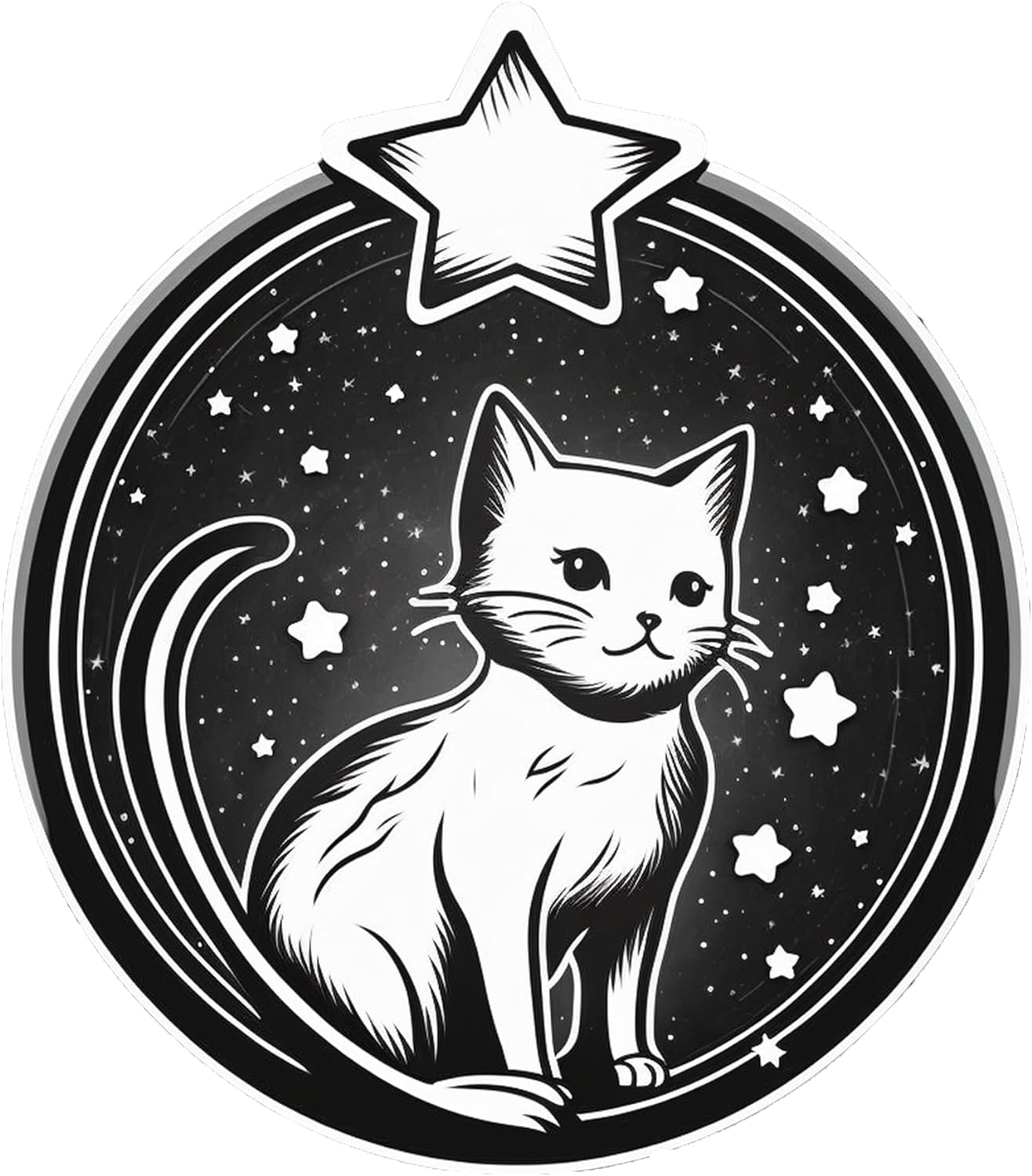Inspirational Quote "Cat in The Star Sketch Great Sticker" Motivational Sticker Vinyl Decal Motivation Stickers- 5" Vinyl Sticker Waterproof