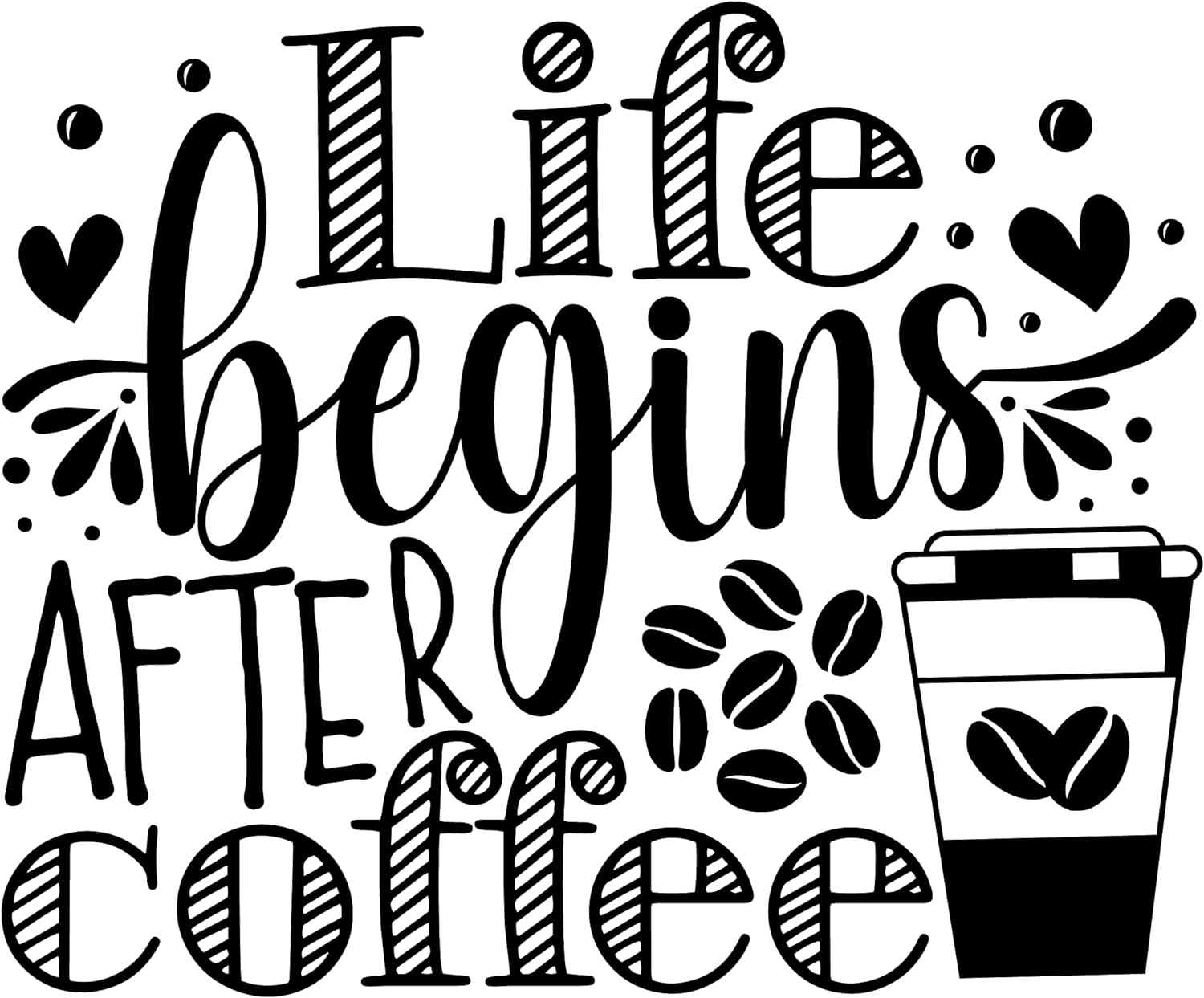 Inspirational Quote "Life Happens Coffee Helps" Motivational Sticker Vinyl Decal Motivation Stickers- 5" Vinyl Sticker Waterproof