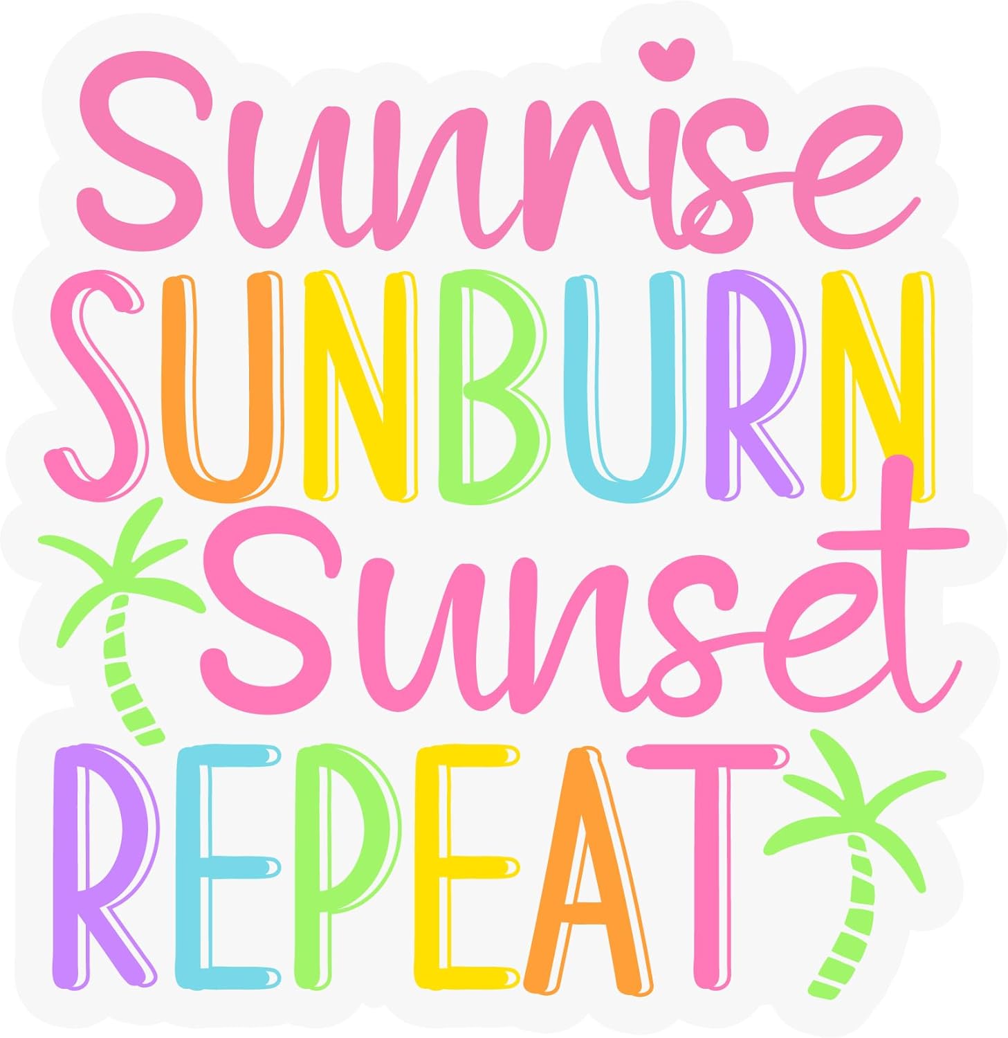 Inspirational Quote "Sunrise Sunburn Sunset Repeat" Motivational Sticker Vinyl Decal Motivation Stickers- 5" Vinyl Sticker Waterproof