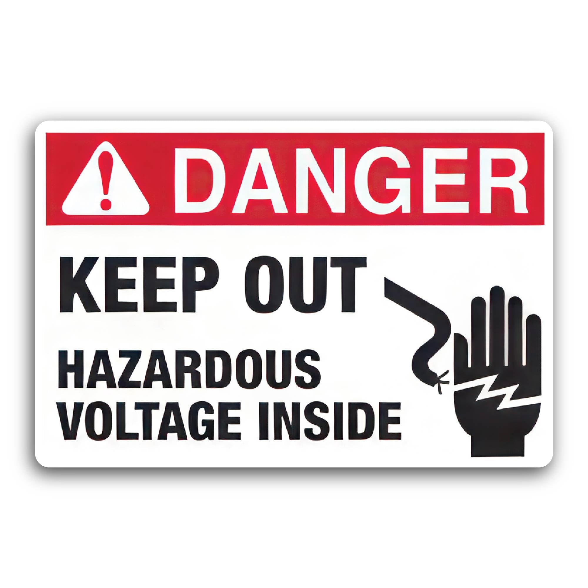 2 (Pieces) 3" and 5" Keep Out Hazardous Voltage Inside Decal Sticker, Waterproof Vinyl Decals for Ma