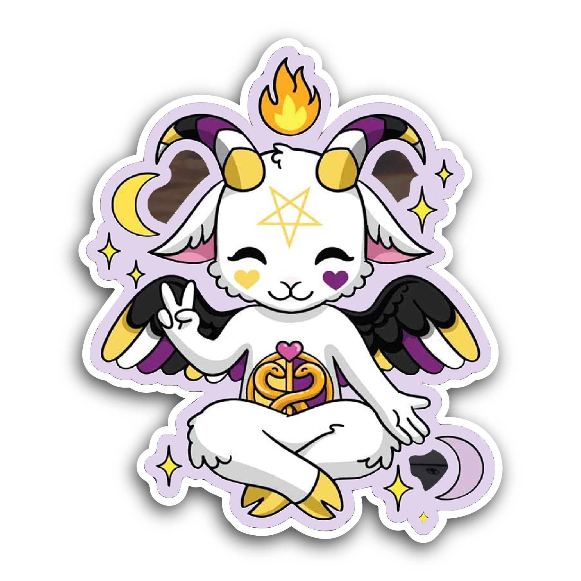 2 (Pieces) 3" and 5" Kawaii Baphomet Sticker, Waterproof Vinyl Decals for Many Purpose Like Cars, Tr
