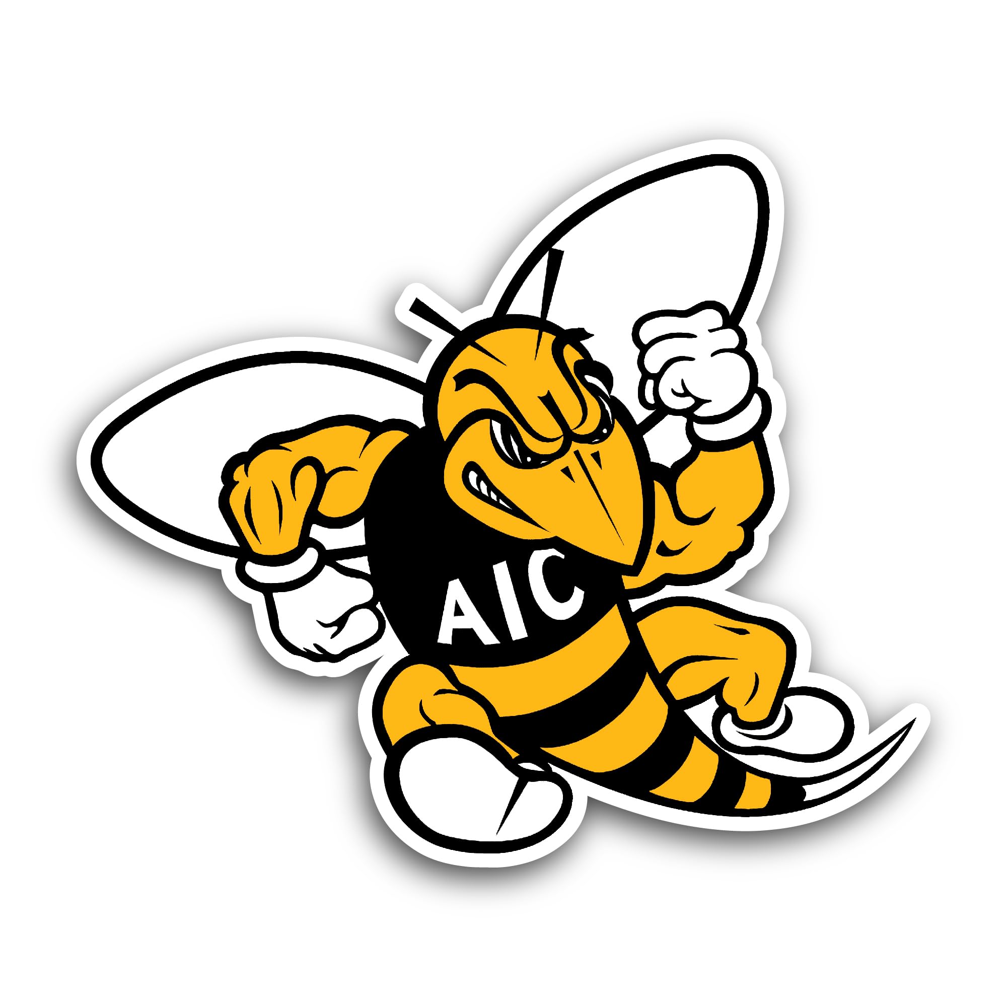 2 (Pieces) 3" and 5" Amer1can International Yell0w Jackets Sticker, Waterproof Vinyl Decals for Many
