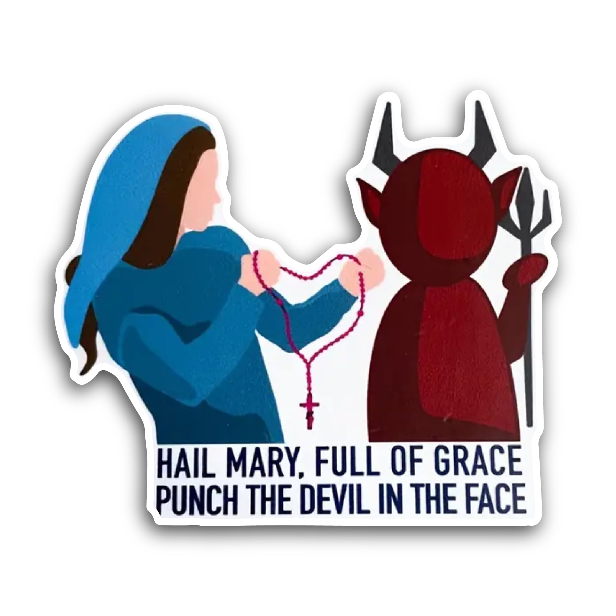 2 (Pieces) 3" and 5" Hail Mary Full of Grace Sticker, Waterproof Vinyl Decals for Many Purpose Like