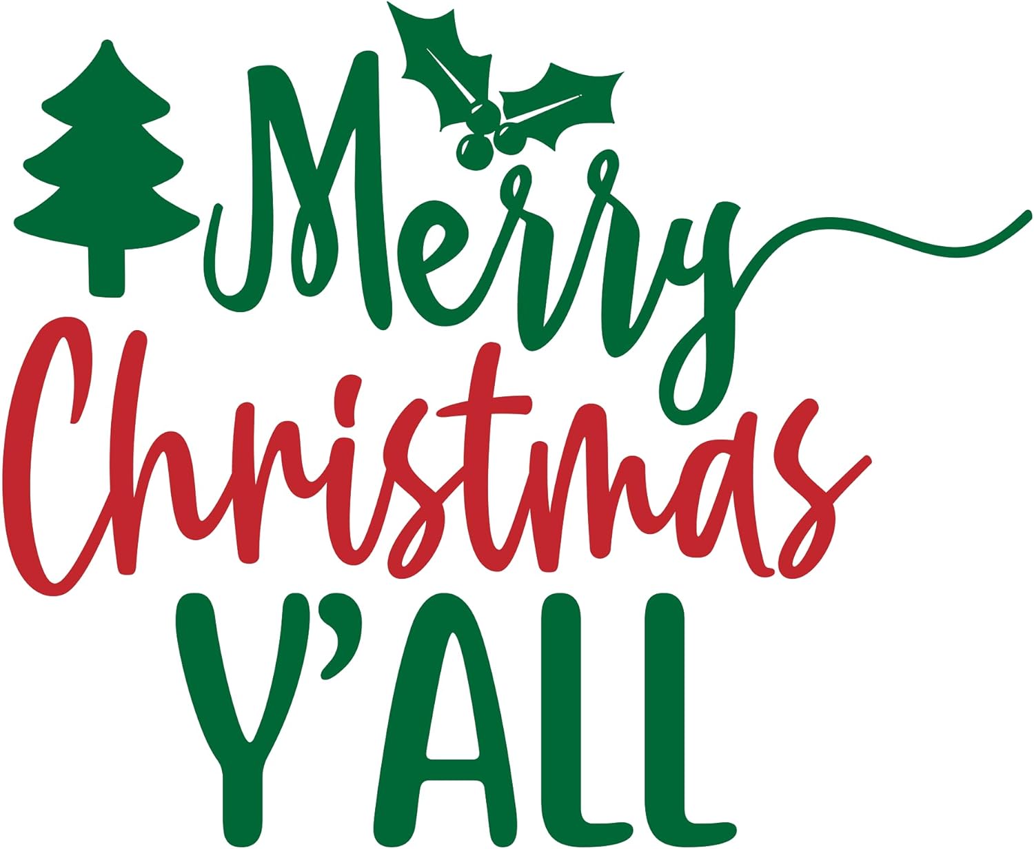 Inspirational Quote Merry Christmas Y'all Vinyl Decal Motivation Stickers- 5" Vinyl Sticker Waterproof