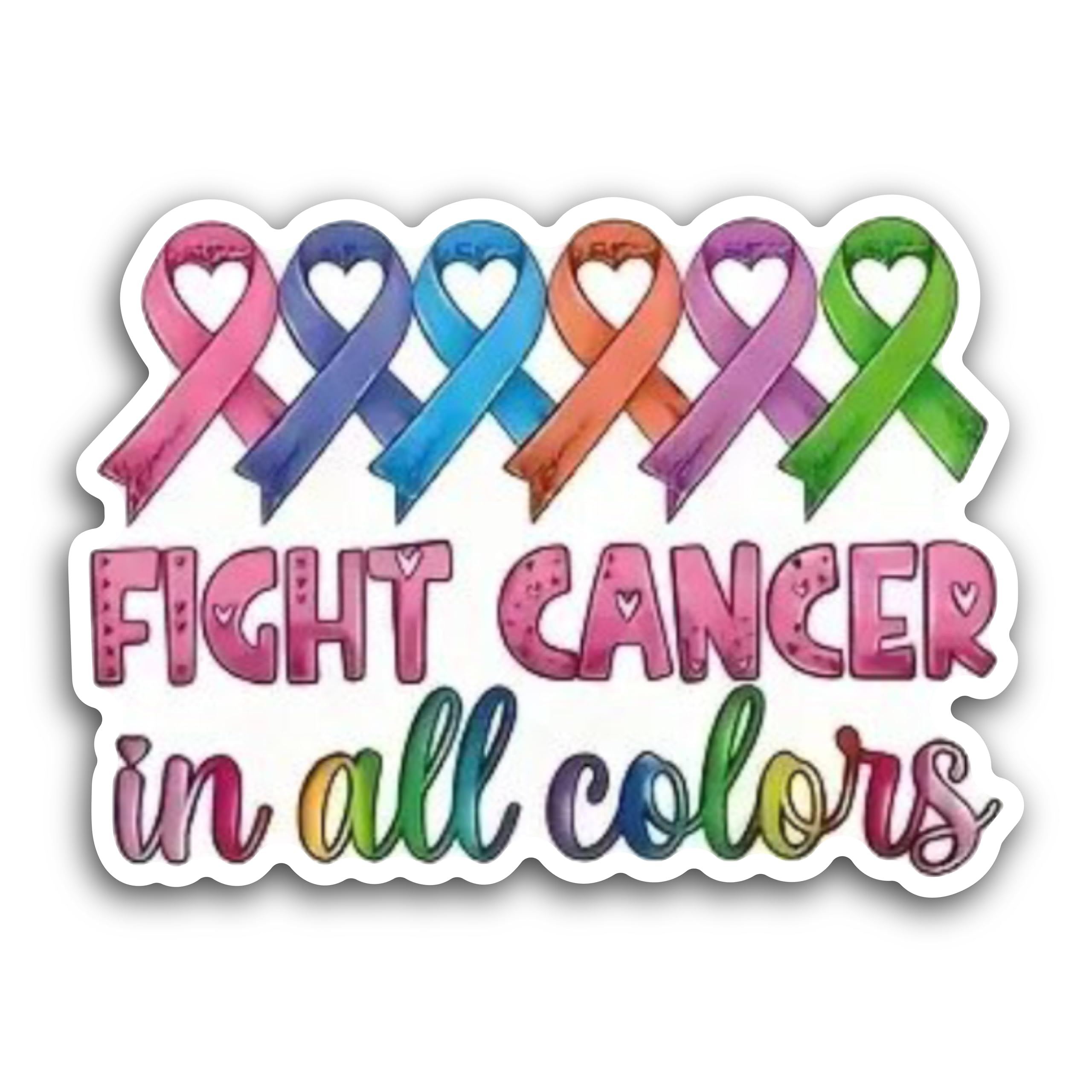 2 (Pieces) 3" and 5" Fight Cancer in All Colors Stickers Decal Sticker, Waterproof Vinyl Decals for