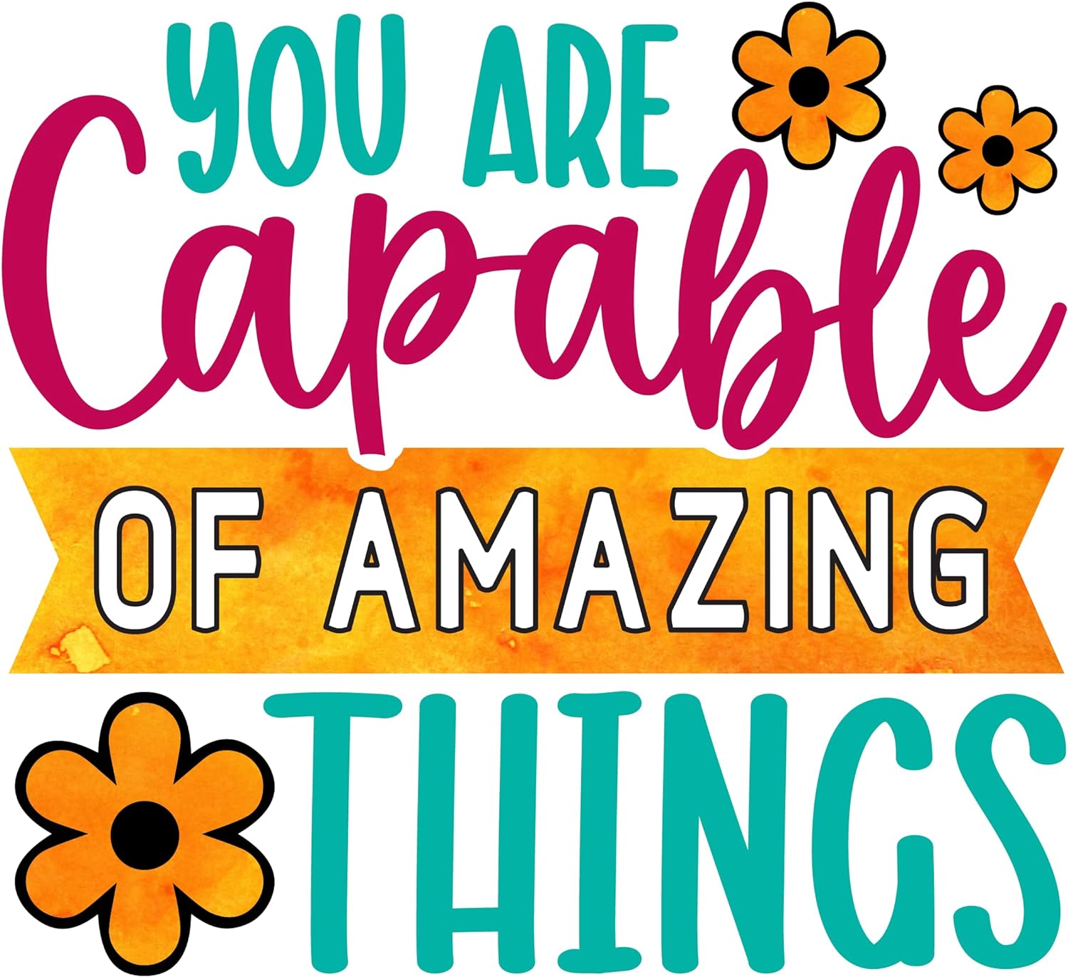 Inspirational Quote "You are Capable for Amazing Things" Motivational Sticker Vinyl Decal Motivation Stickers- 5" Vinyl Sticker Waterproof