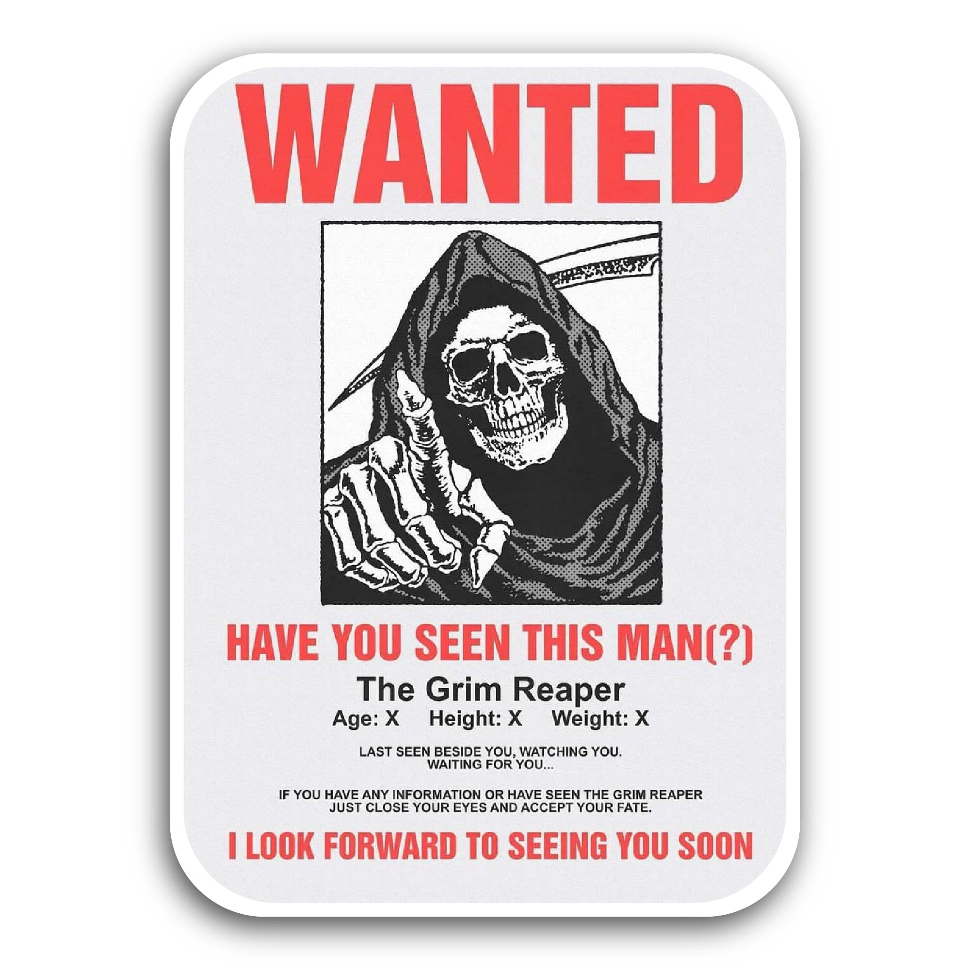 2 (Pieces) 3" and 5" Wanted Sticker, Waterproof Vinyl Decals for Many Purpose Like Cars, Trucks, Lap