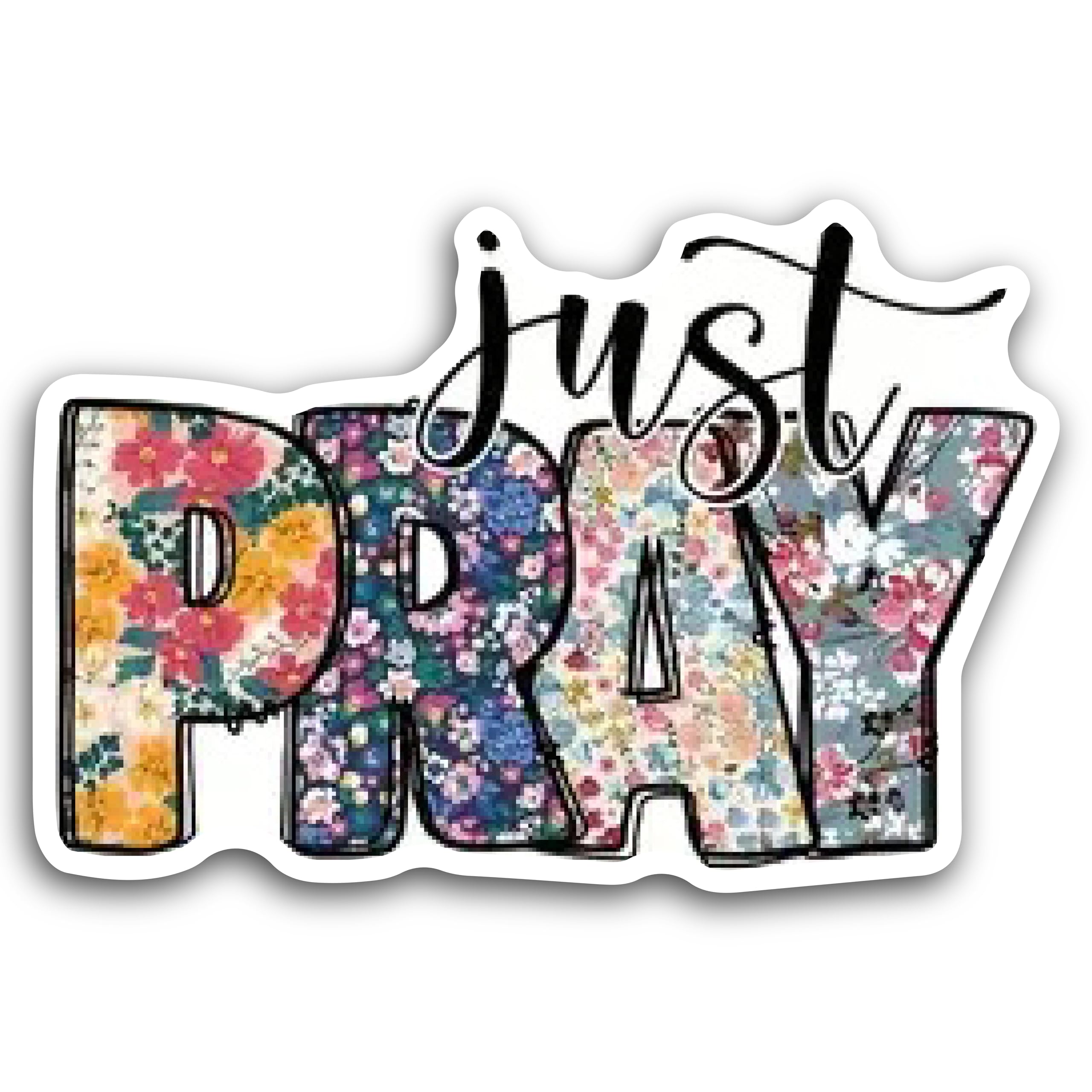 2 (Pieces) 3" and 5" Just Pray in Color Decal Sticker, Waterproof Vinyl Decals for Many Purpose Like