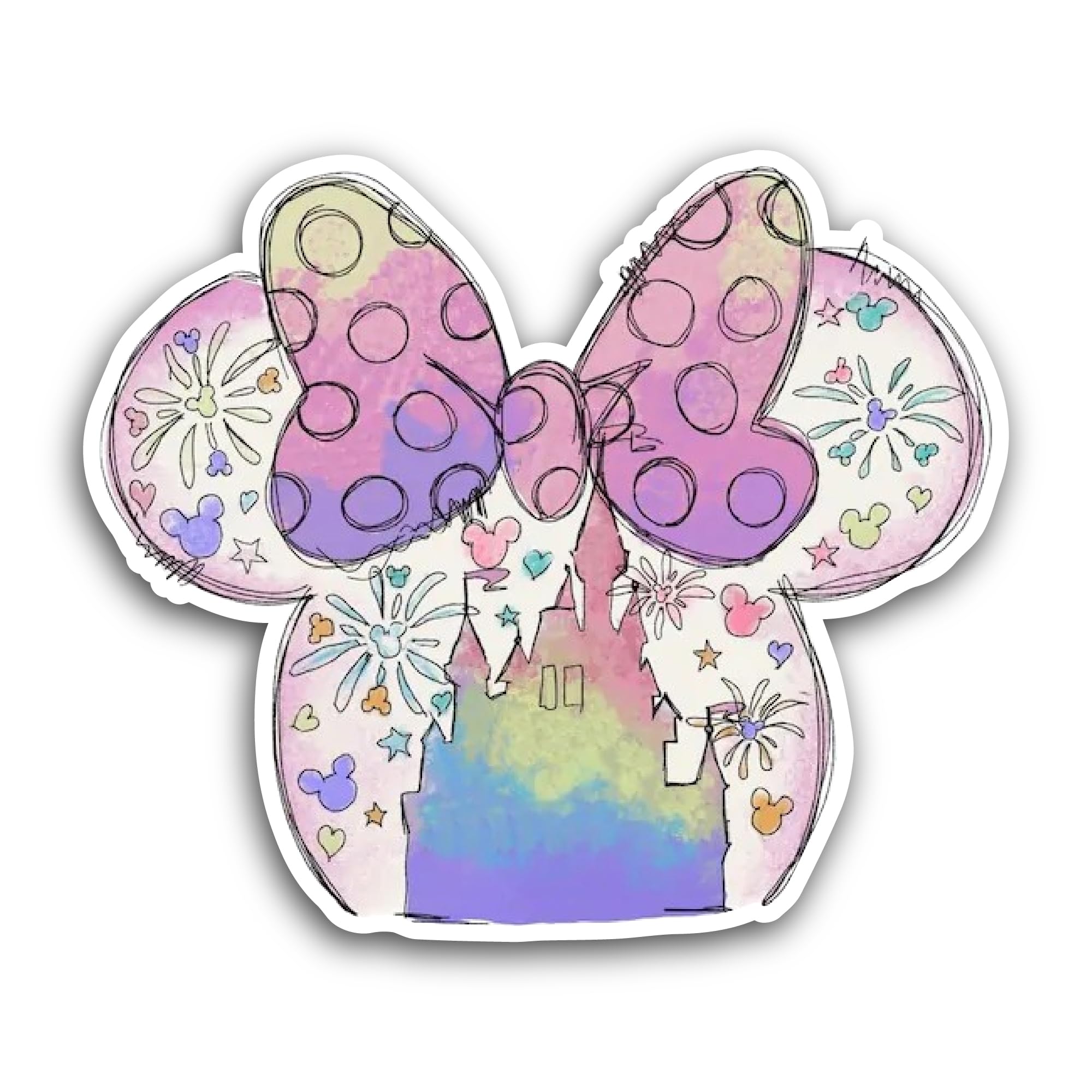 2 (Pieces) 3" and 5" Castle with Bow Sticker, Waterproof Vinyl Decals for Many Purpose Like Cars, Tr