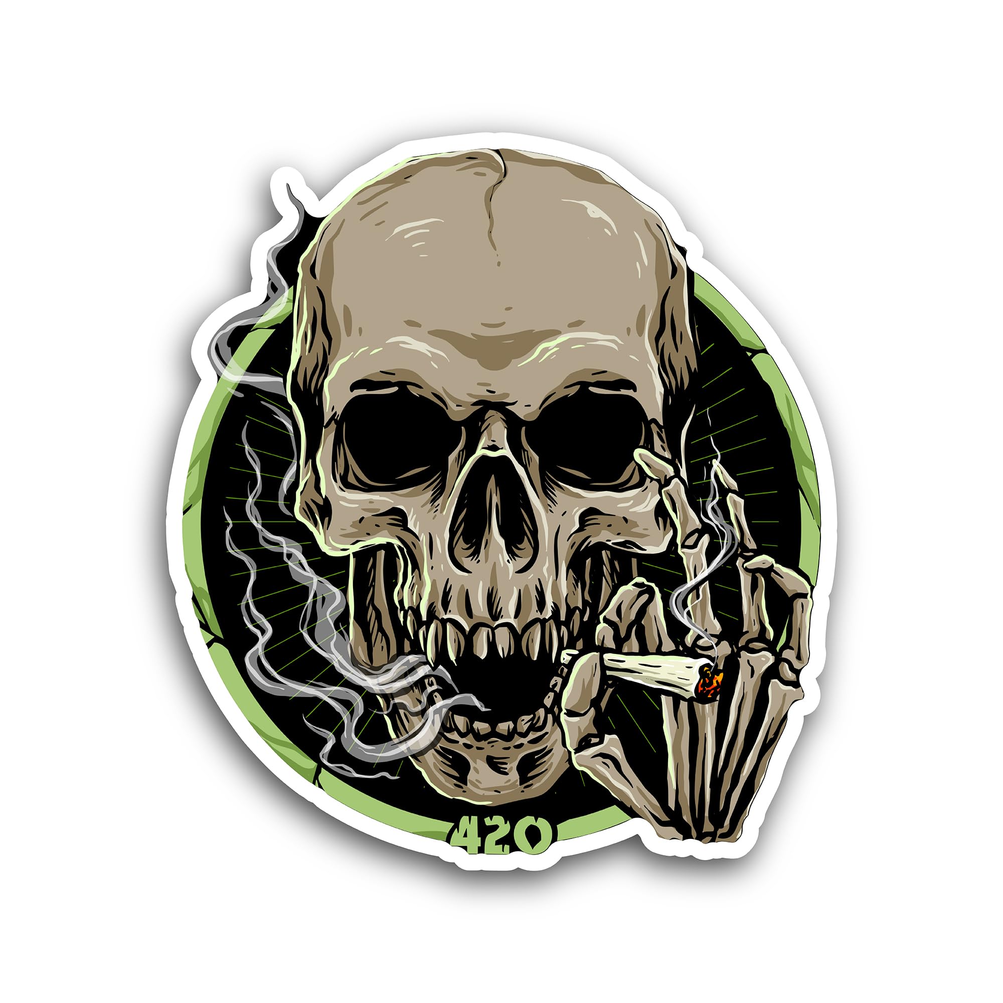 2 (Pieces) 3" and 5" Skull Smoking Cigarette Sticker, Waterproof Vinyl Decals for Many Purpose Like