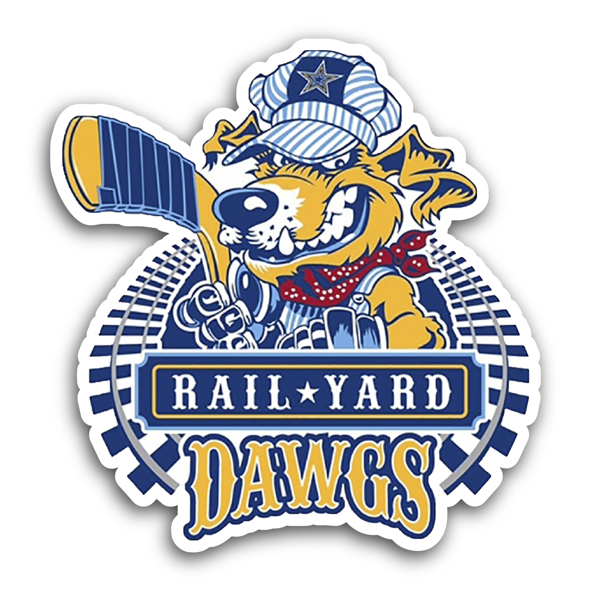 2 (Pieces) 3" and 5" Roan0ke Rail Yard Dawgs Sticker, Waterproof Vinyl Decals for Many Purpose Like