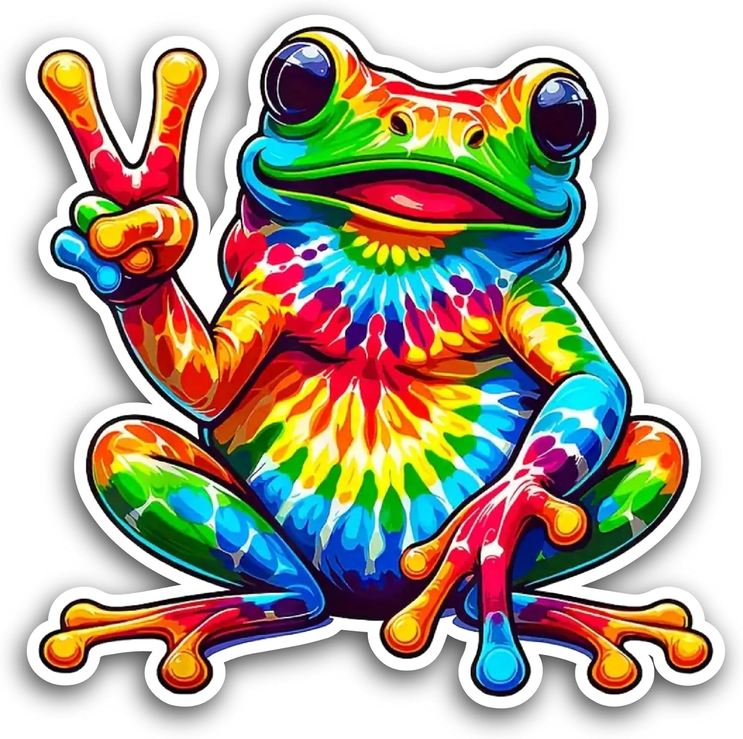 2 (Pieces) 3" and 5" Frog Peace Sign Sticker, Waterproof Vinyl Decals for Many Purpose Like Cars, Trucks, Laptops, Phones, Windows and More