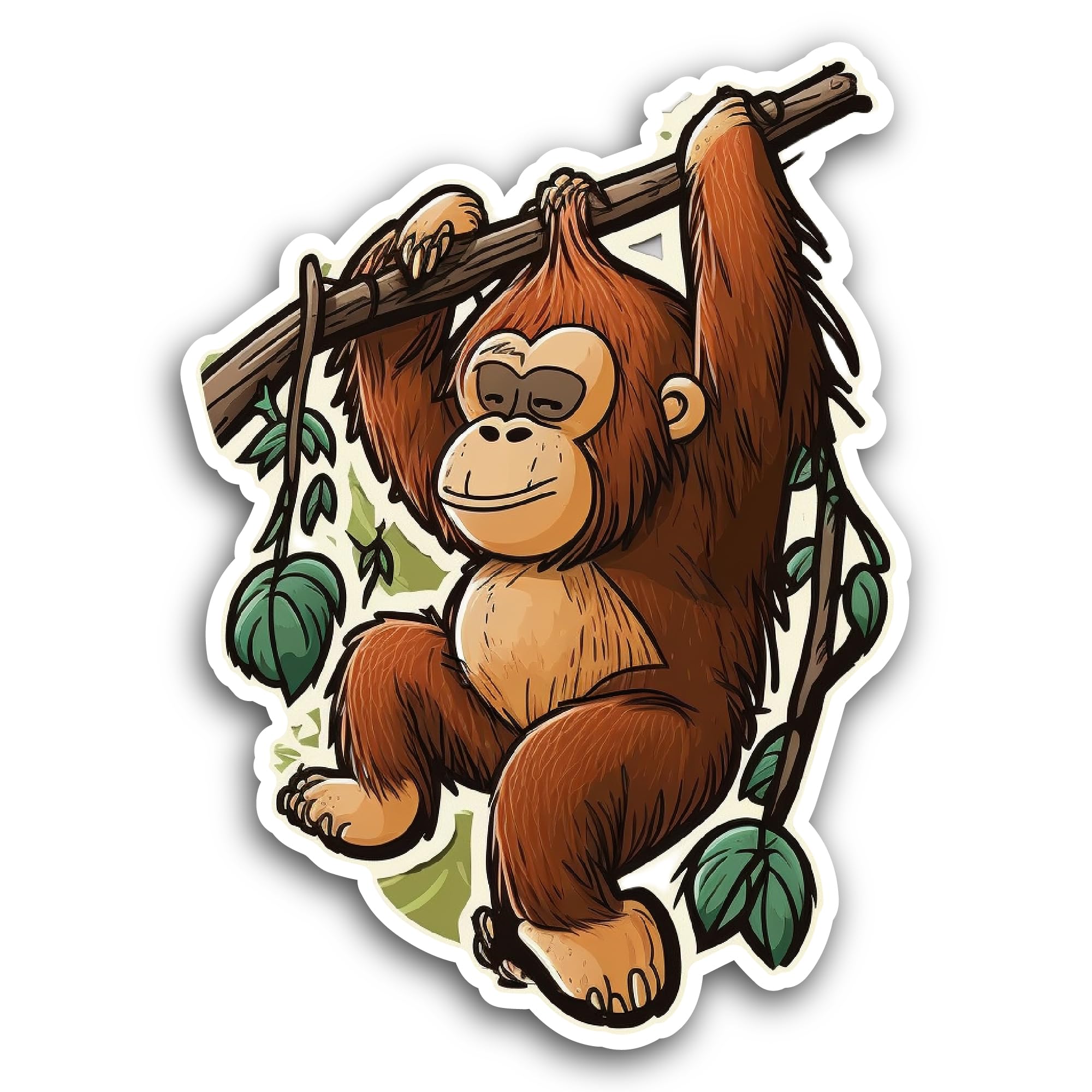 2 (Pieces) 3" and 5" Cute Orangutan Sticker, Waterproof Vinyl Decals for Many Purpose Like Cars, Tru