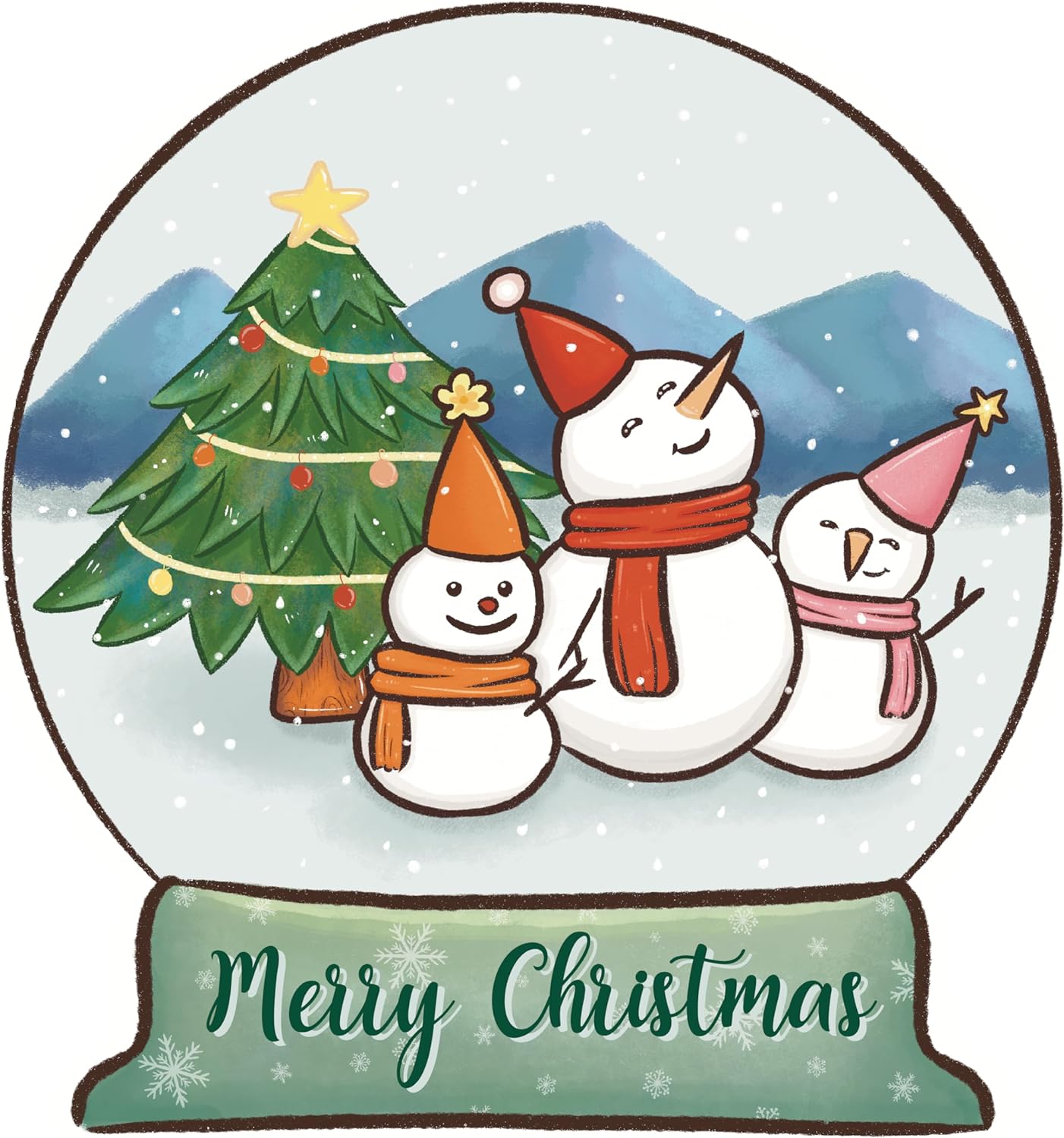 Inspirational Quote Merry Christmas with Xmass Tree & Snowman Motivational Sticker Vinyl Decal Motivation Stickers- 5" Vinyl Sticker Waterproof