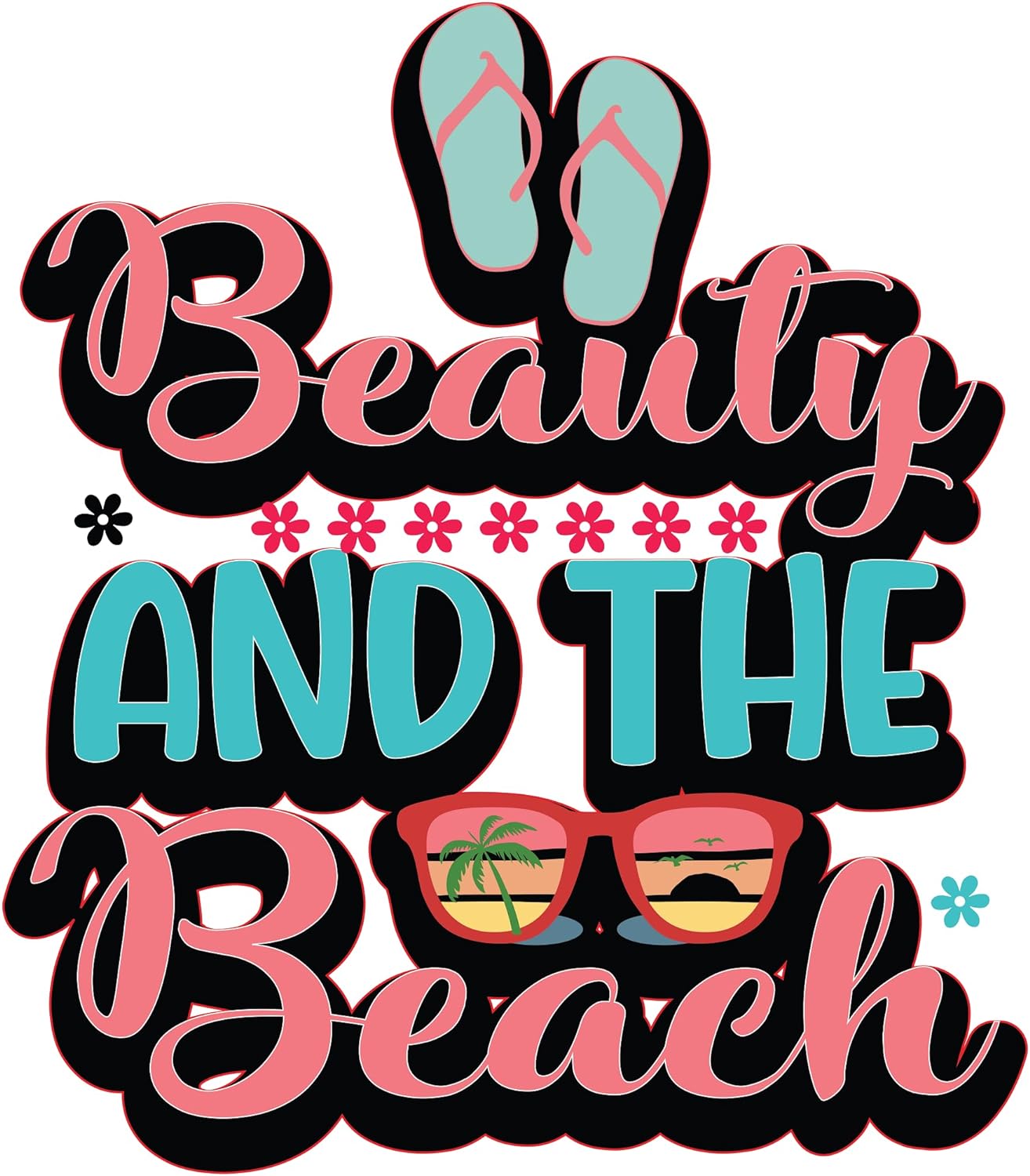 Inspirational Quote "Beauty and The Beach" Motivational Sticker Vinyl Decal Motivation Stickers- 5" Vinyl Sticker Waterproof