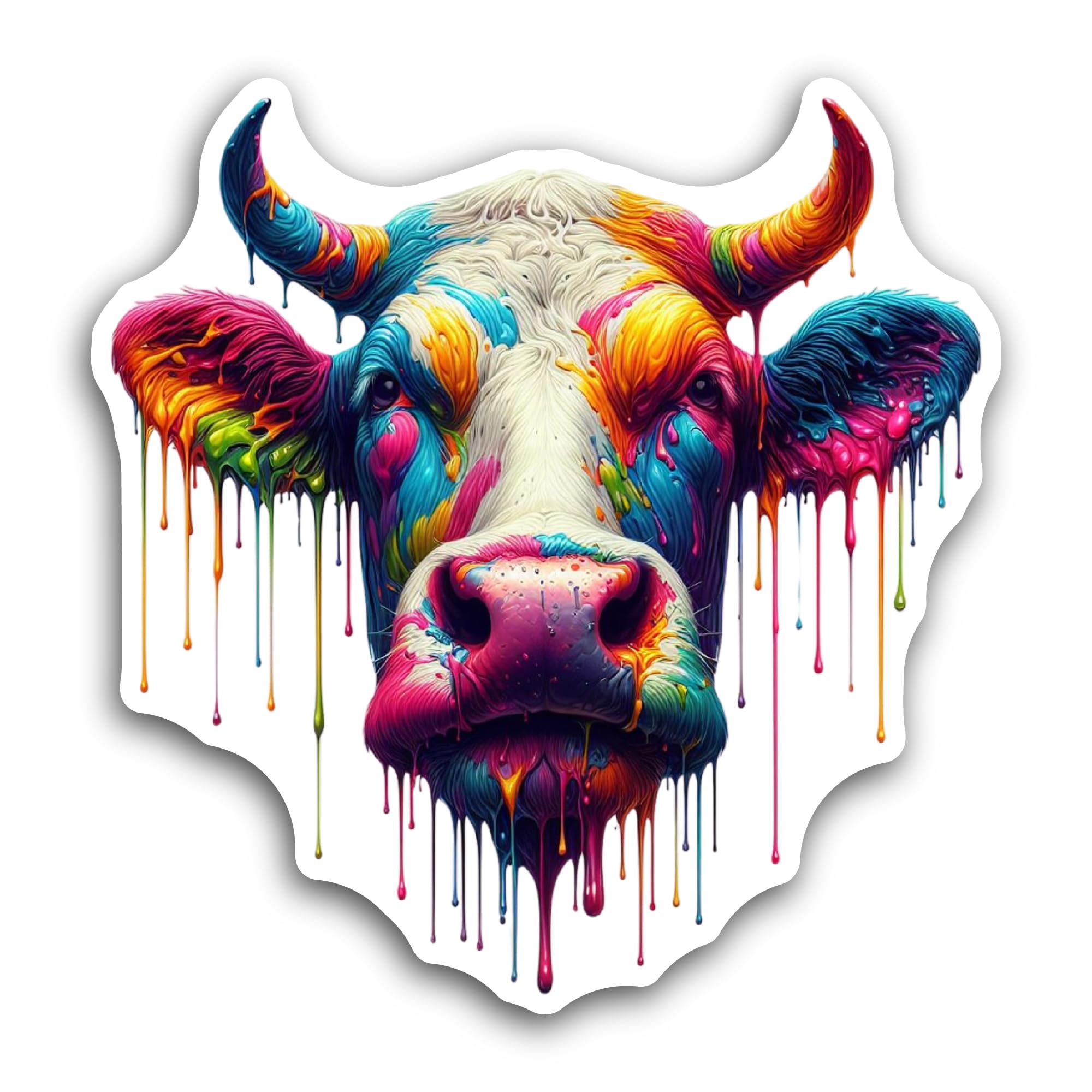 2 (Pieces) 3" and 5" Colorful Cow Head Sticker, Waterproof Vinyl Decals for Many Purpose Like Cars,